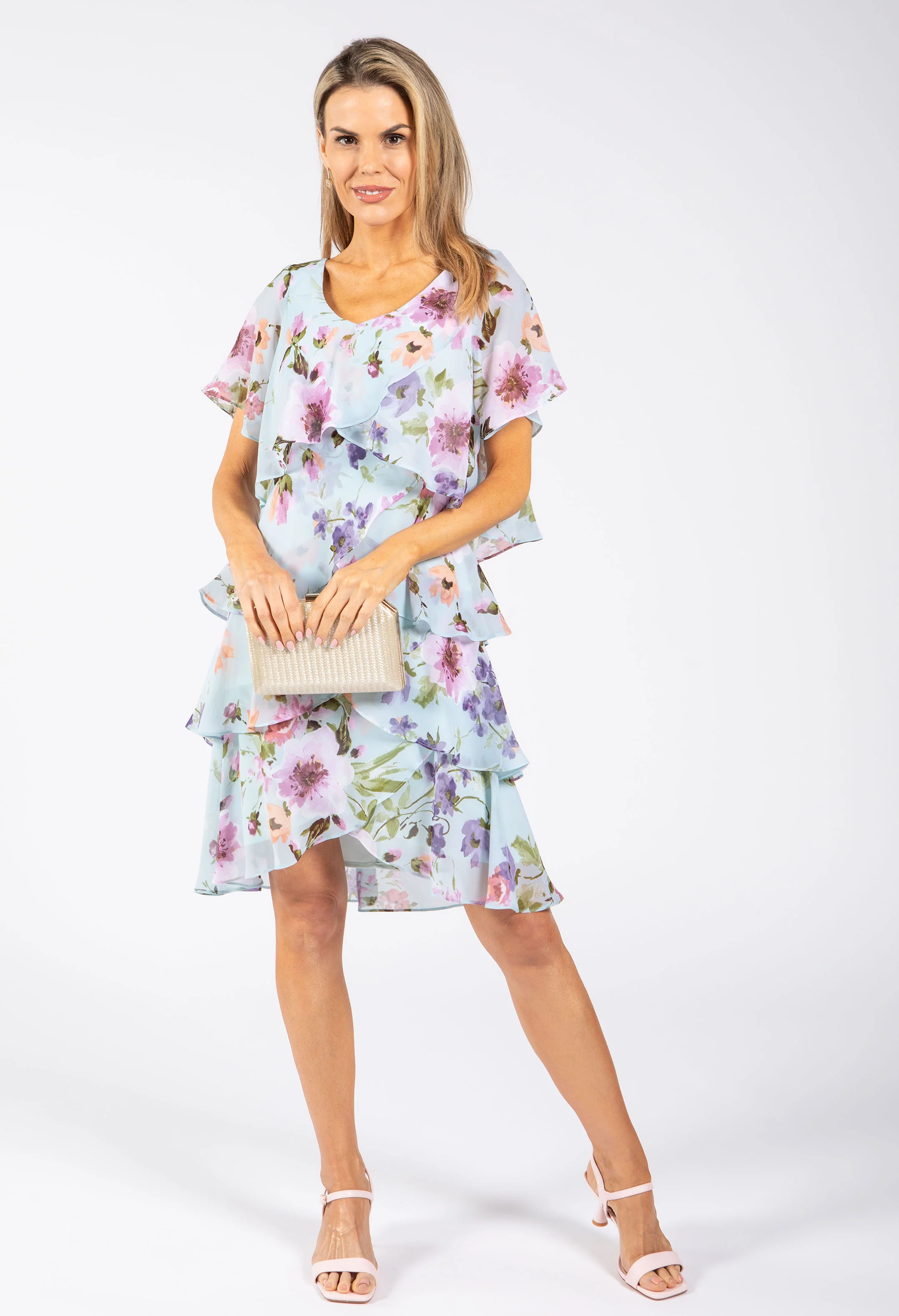Floral Print Chiffon Short Dress - Image 2