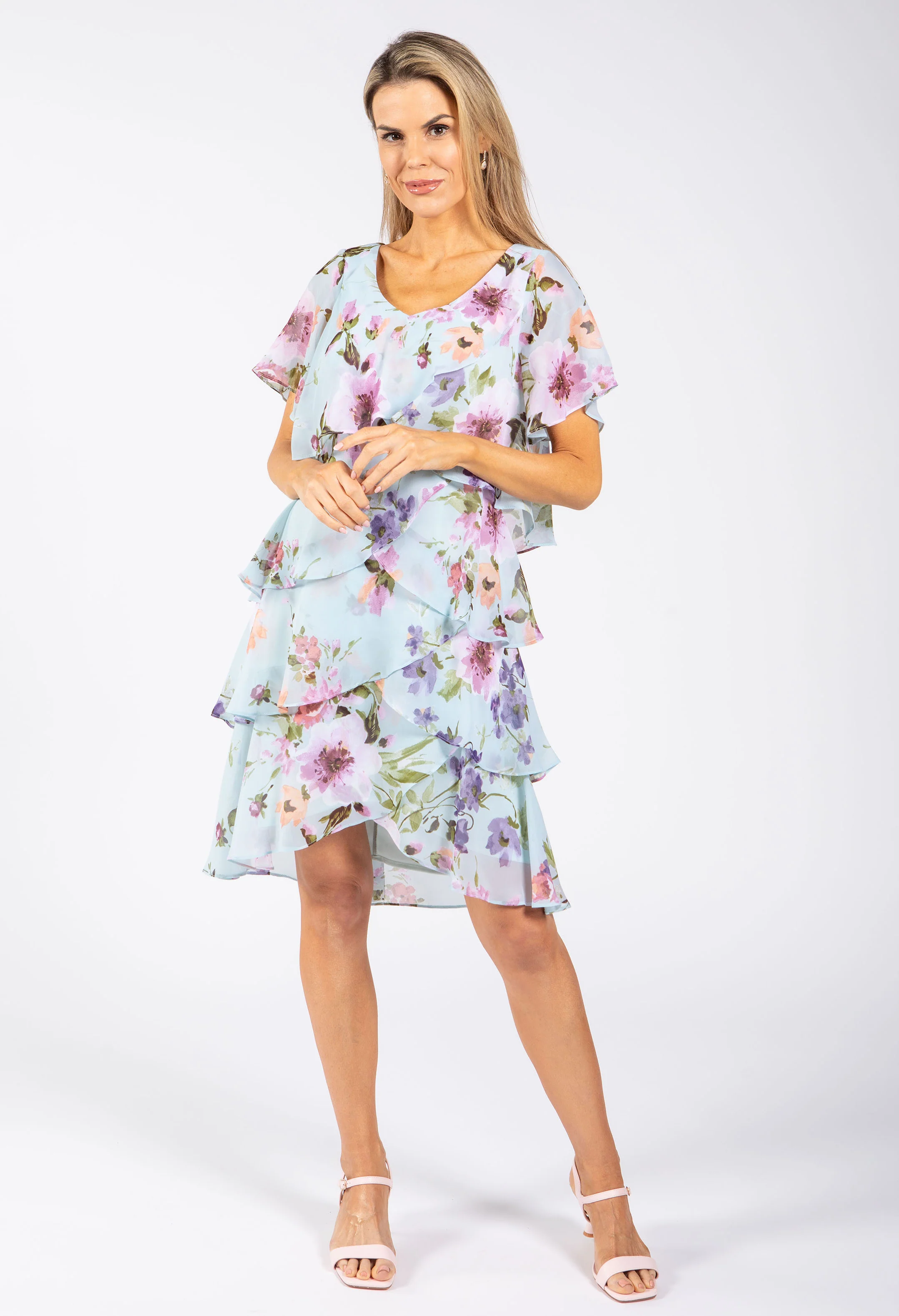 Floral Print Chiffon Short Dress - Image 4