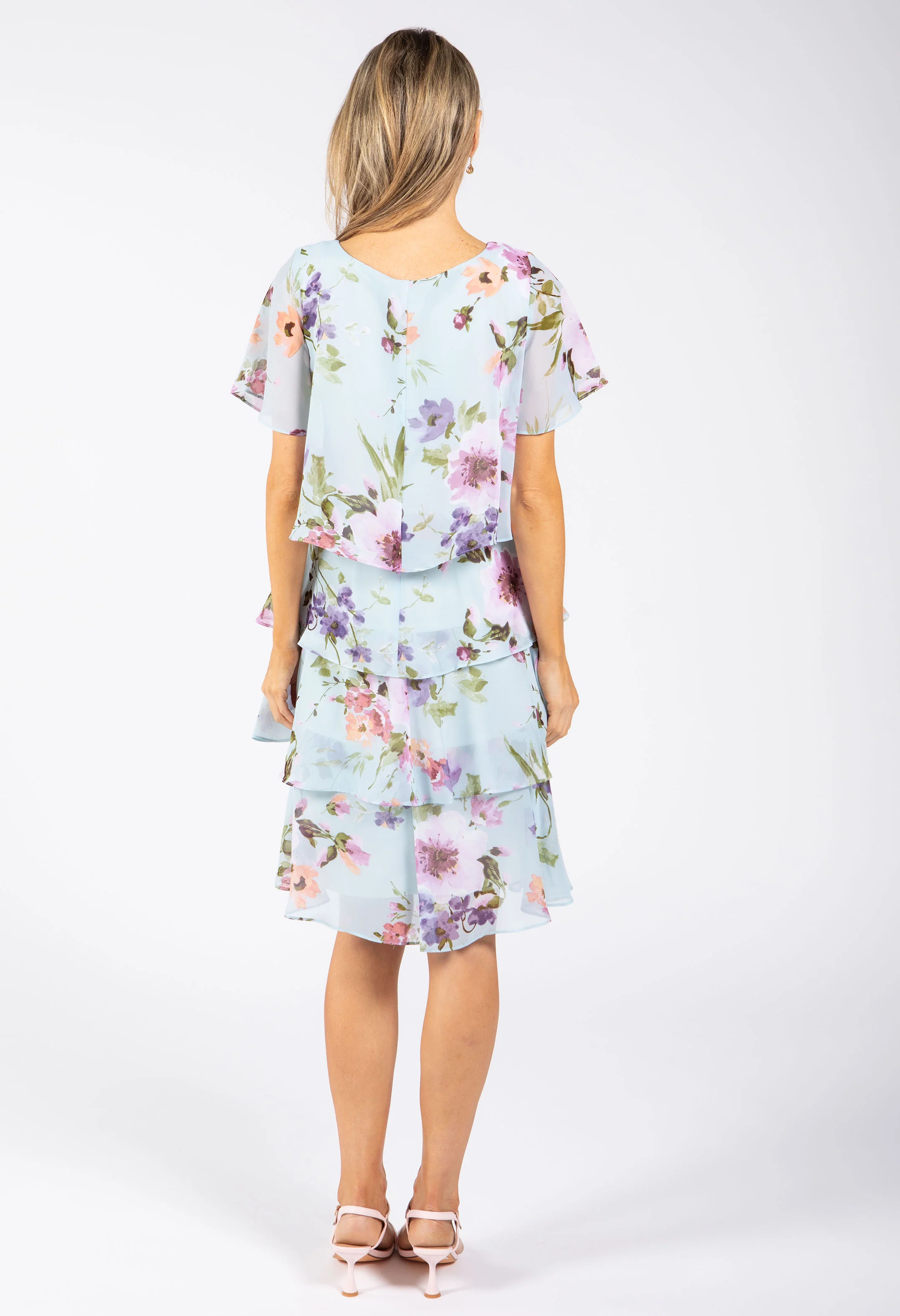Floral Print Chiffon Short Dress - Image 6