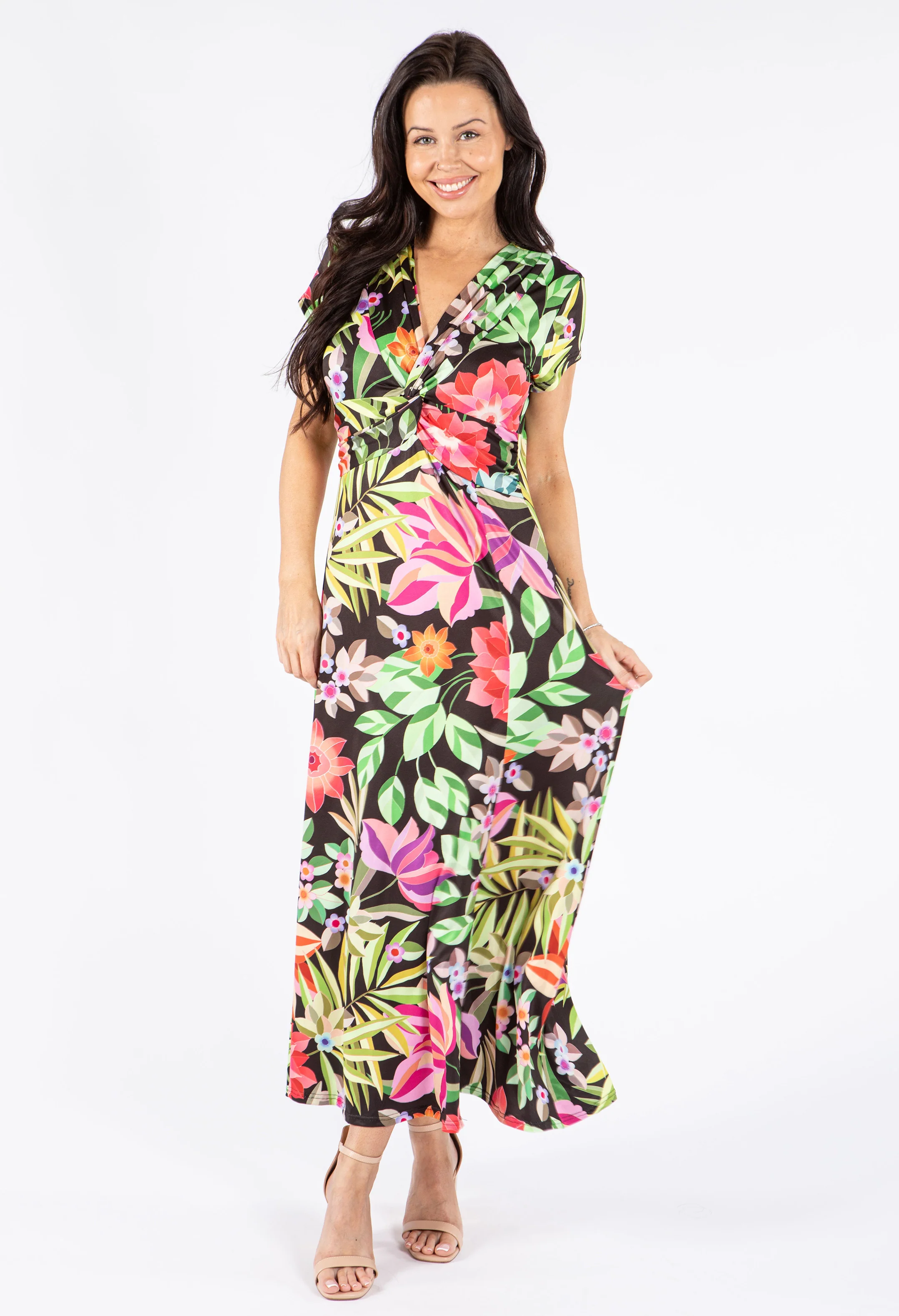 Floral Print Front Knot Dress - Image 2