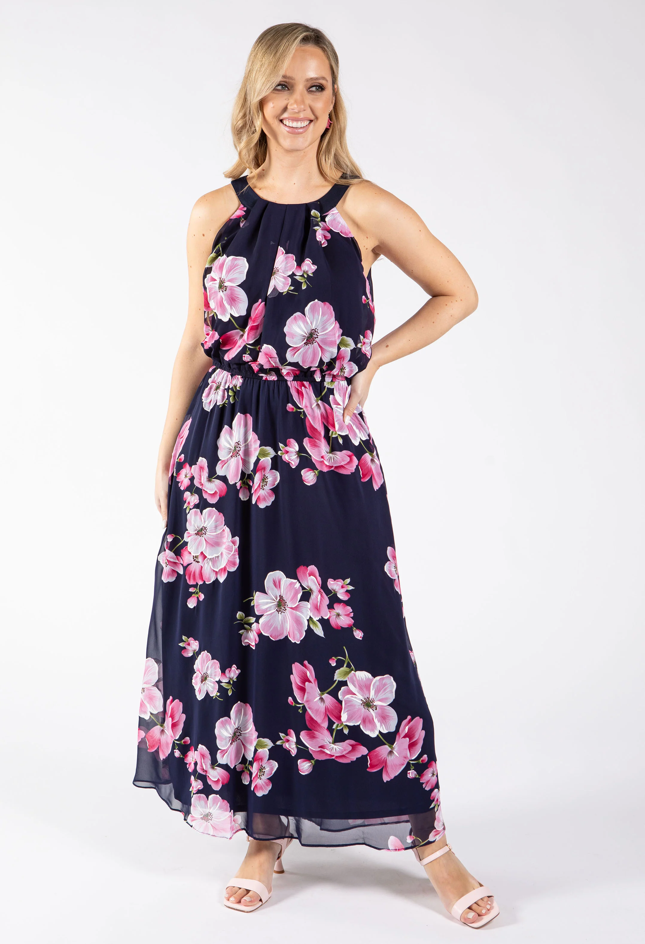Floral Print Halter Maxi Dress - Image 3