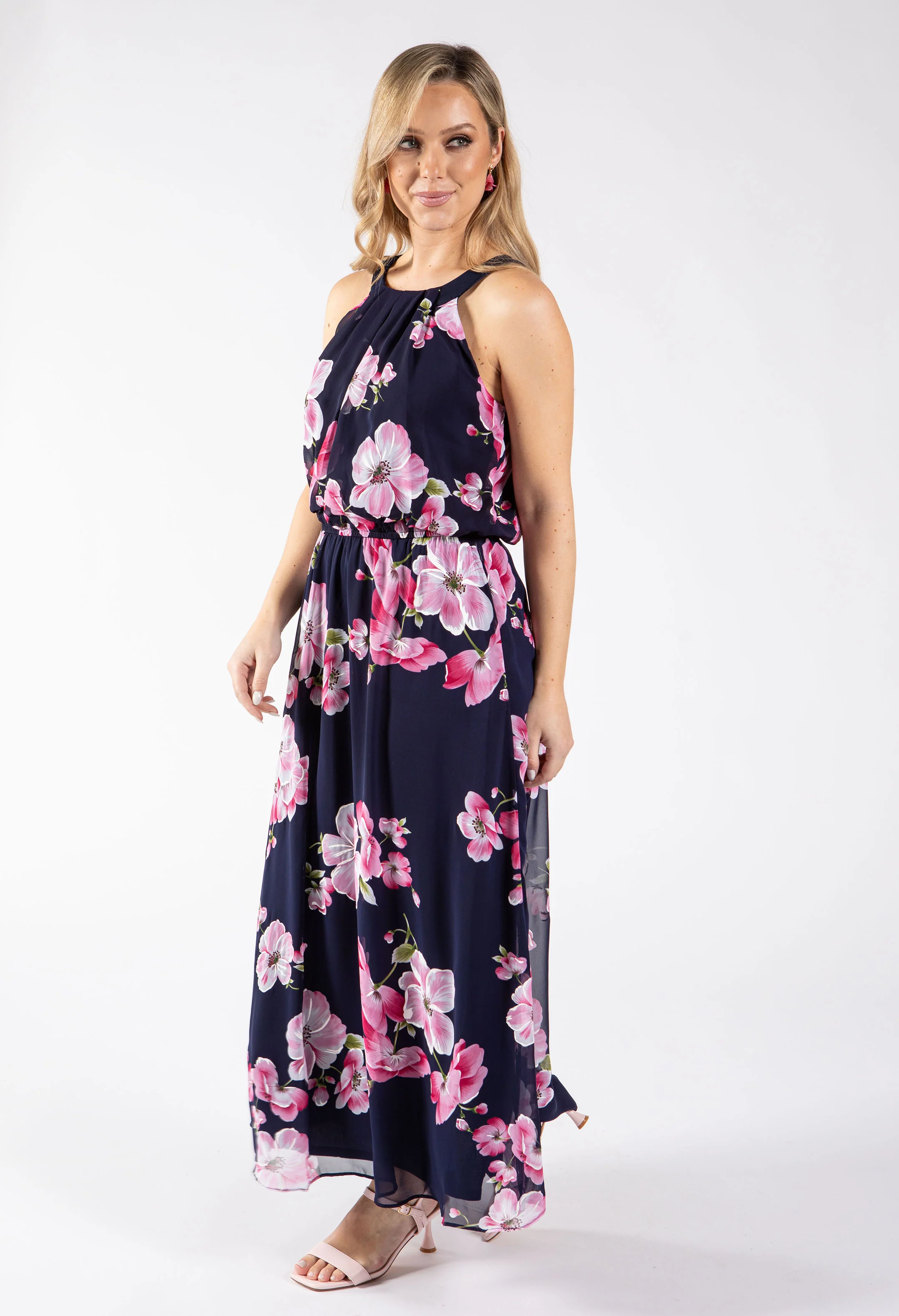 Floral Print Halter Maxi Dress - Image 4