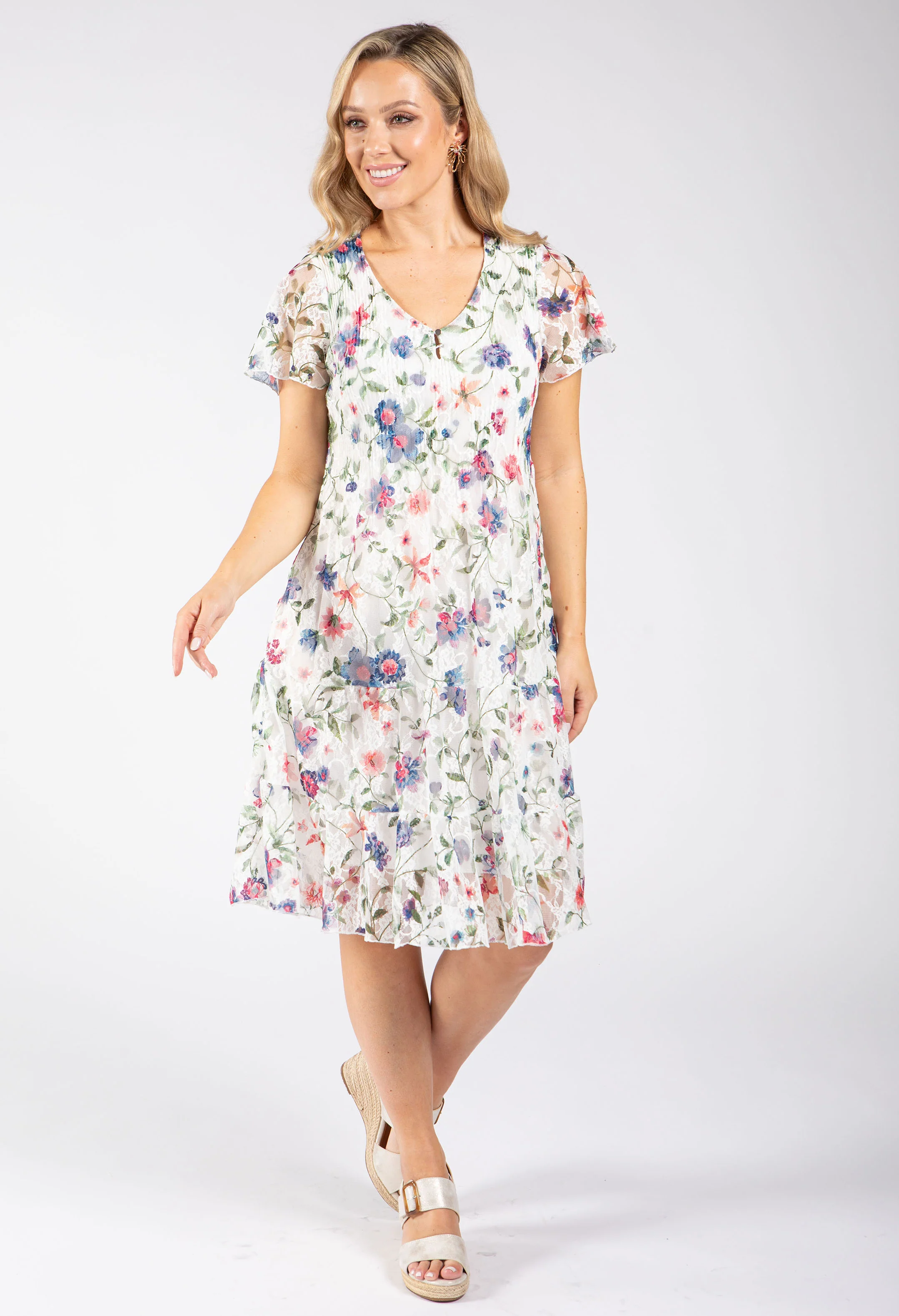 Floral Print Lace Short Dress - Image 6