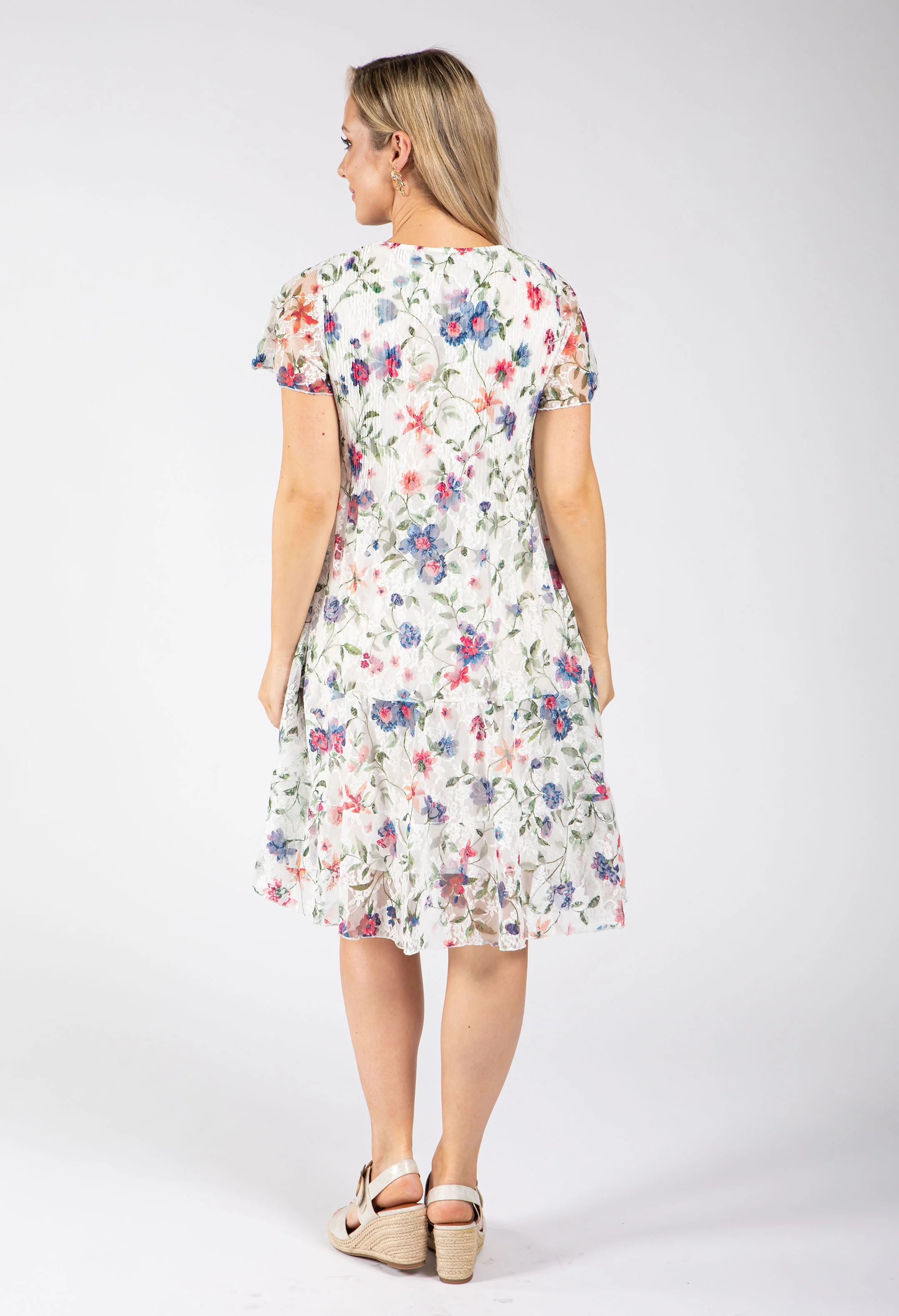 Floral Print Lace Short Dress - Image 8