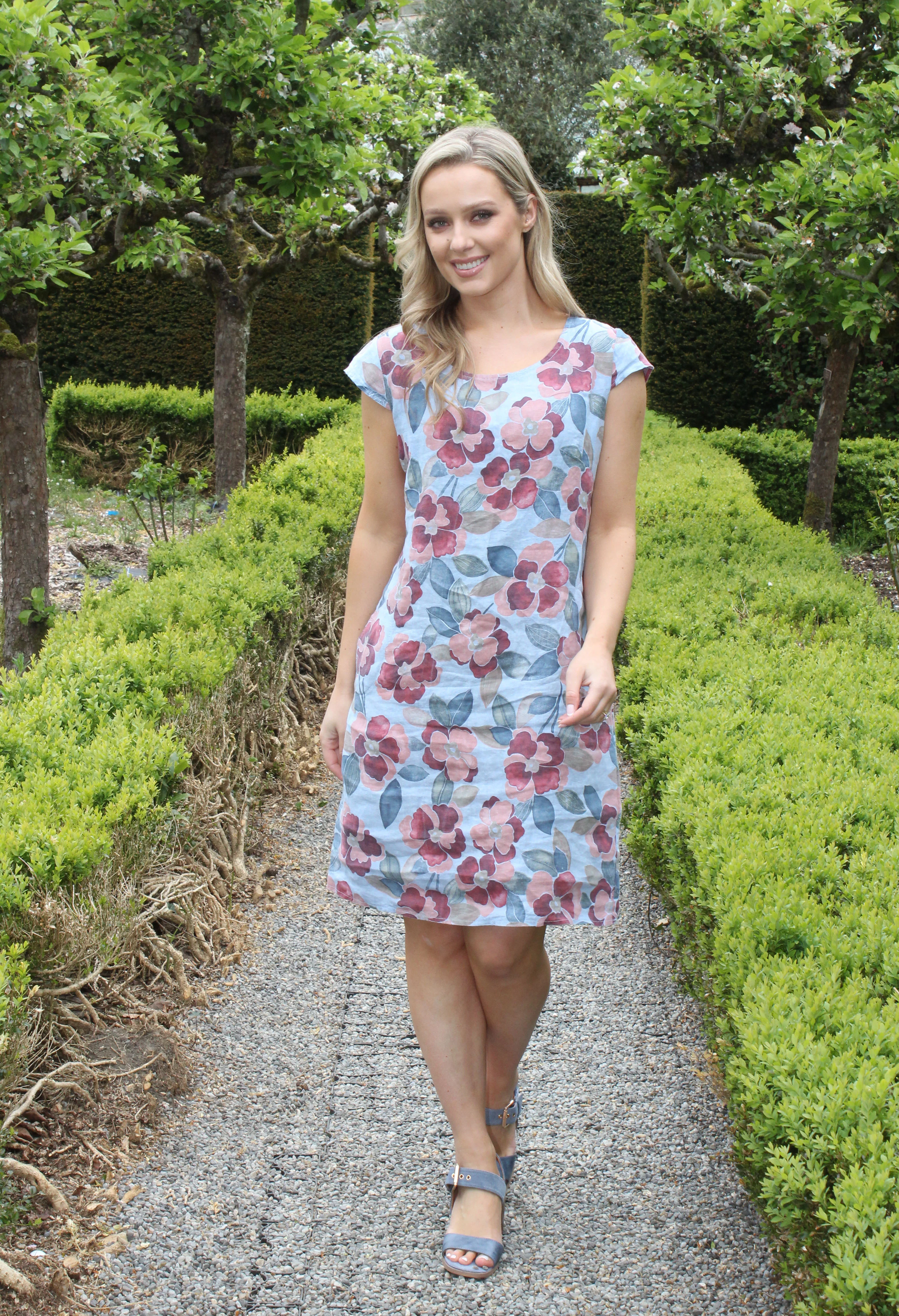 Floral Print Linen Dress