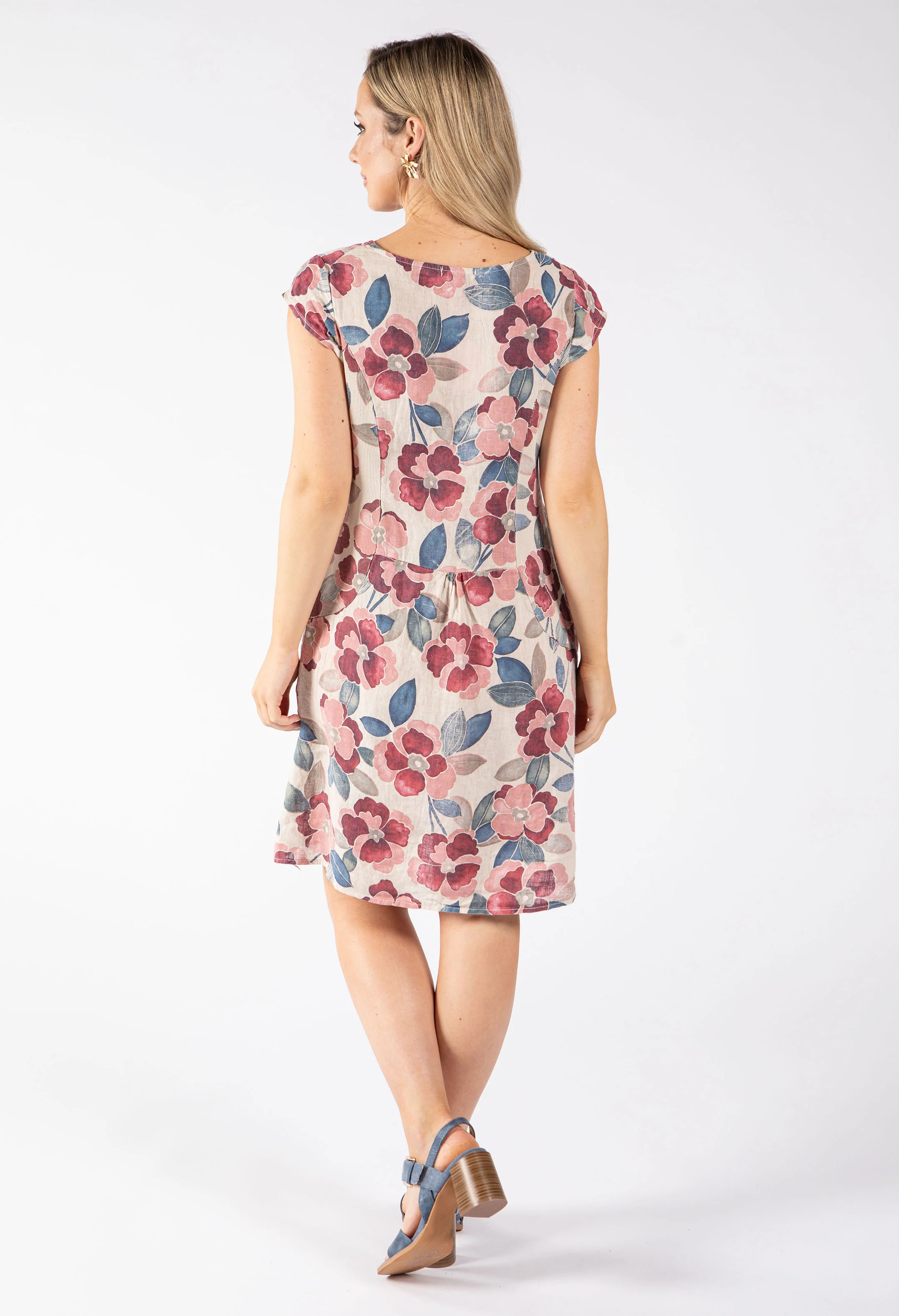 Floral Print Linen Dress - Image 12