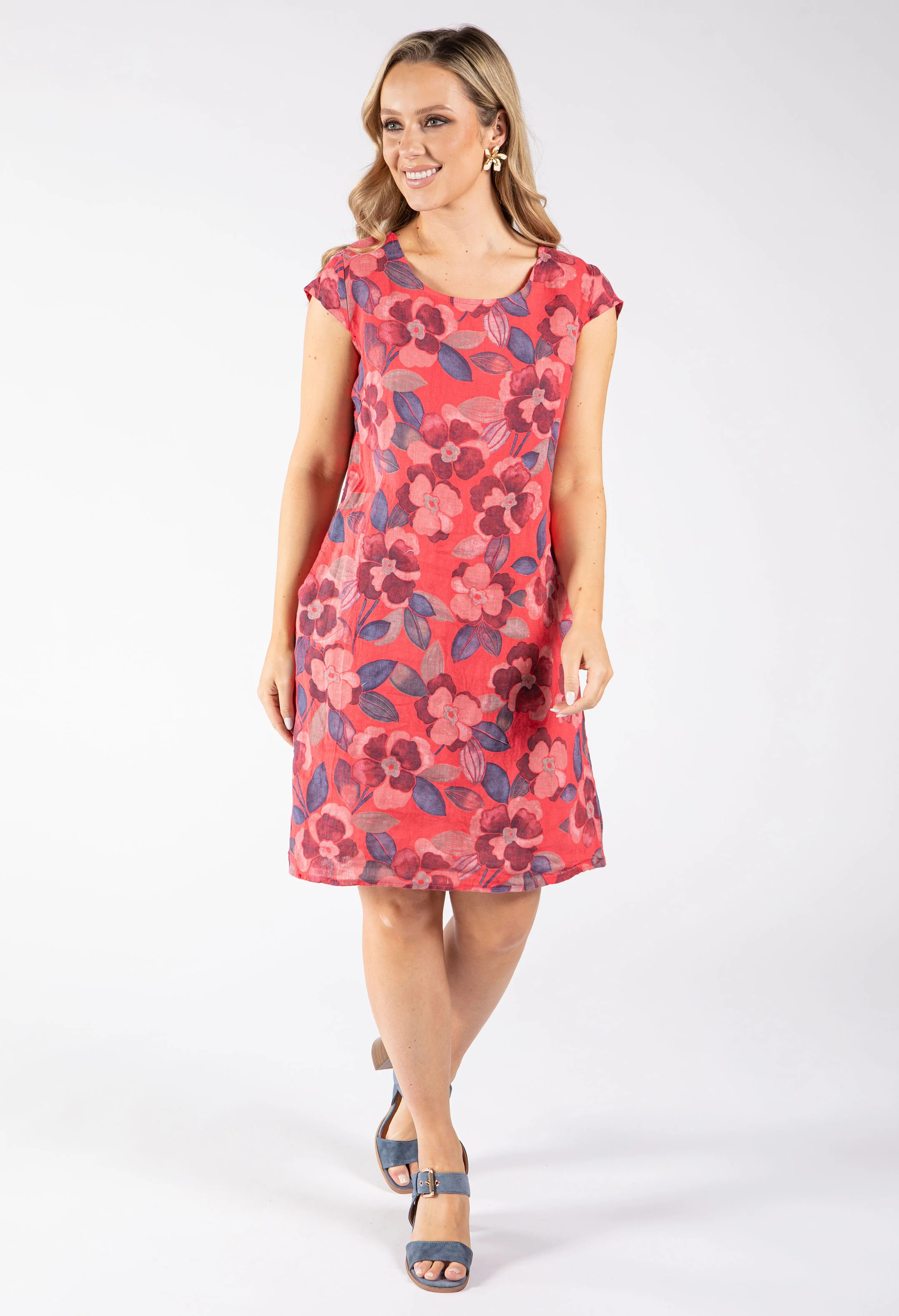 Floral Print Linen Dress - Image 14