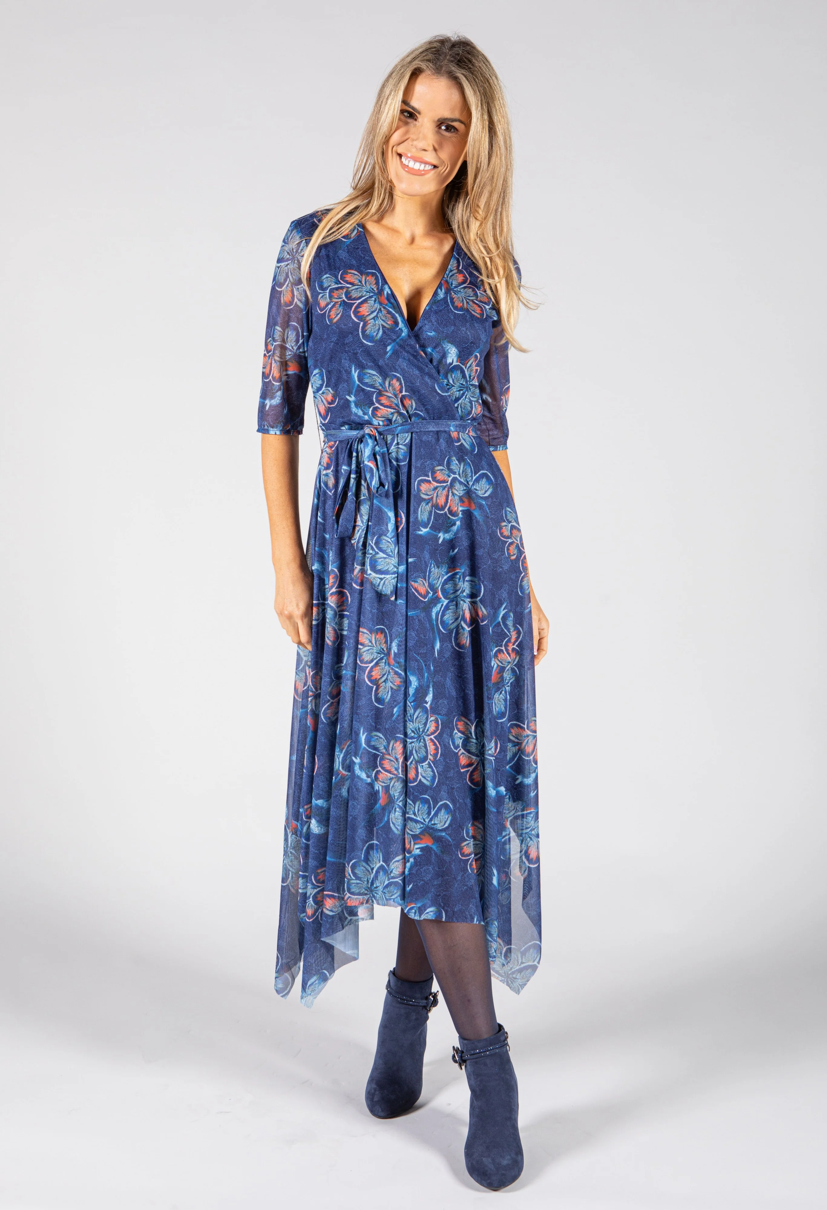 Floral Print Midi Wrap Dress - Image 5