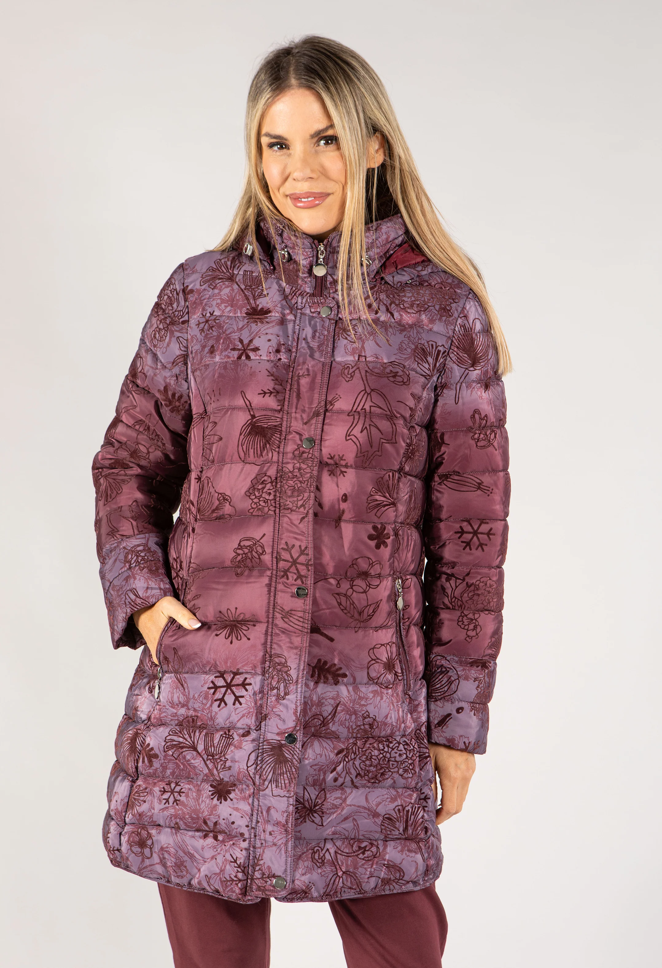 Floral Print Thermal Coat - Image 11