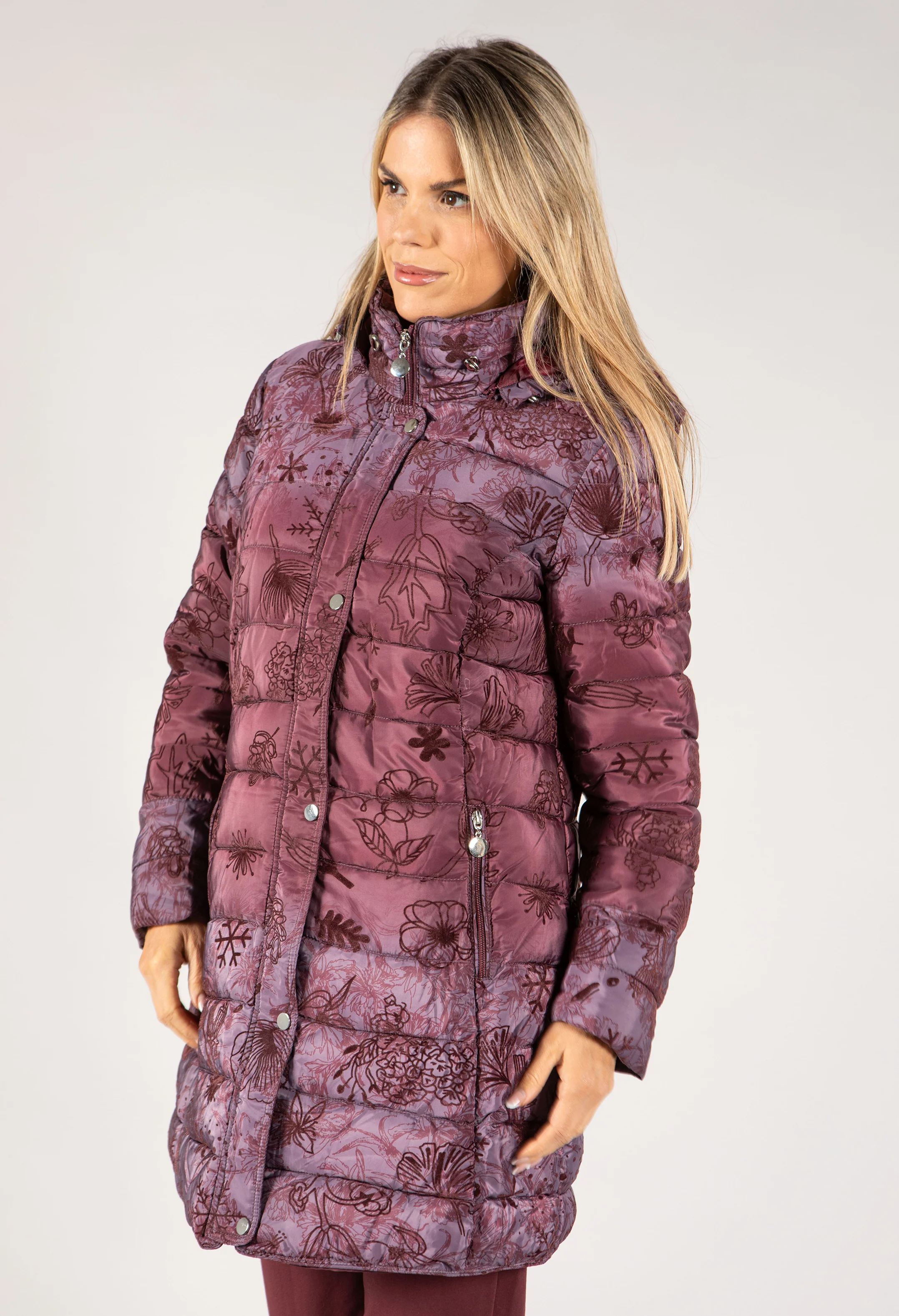 Floral Print Thermal Coat - Image 12