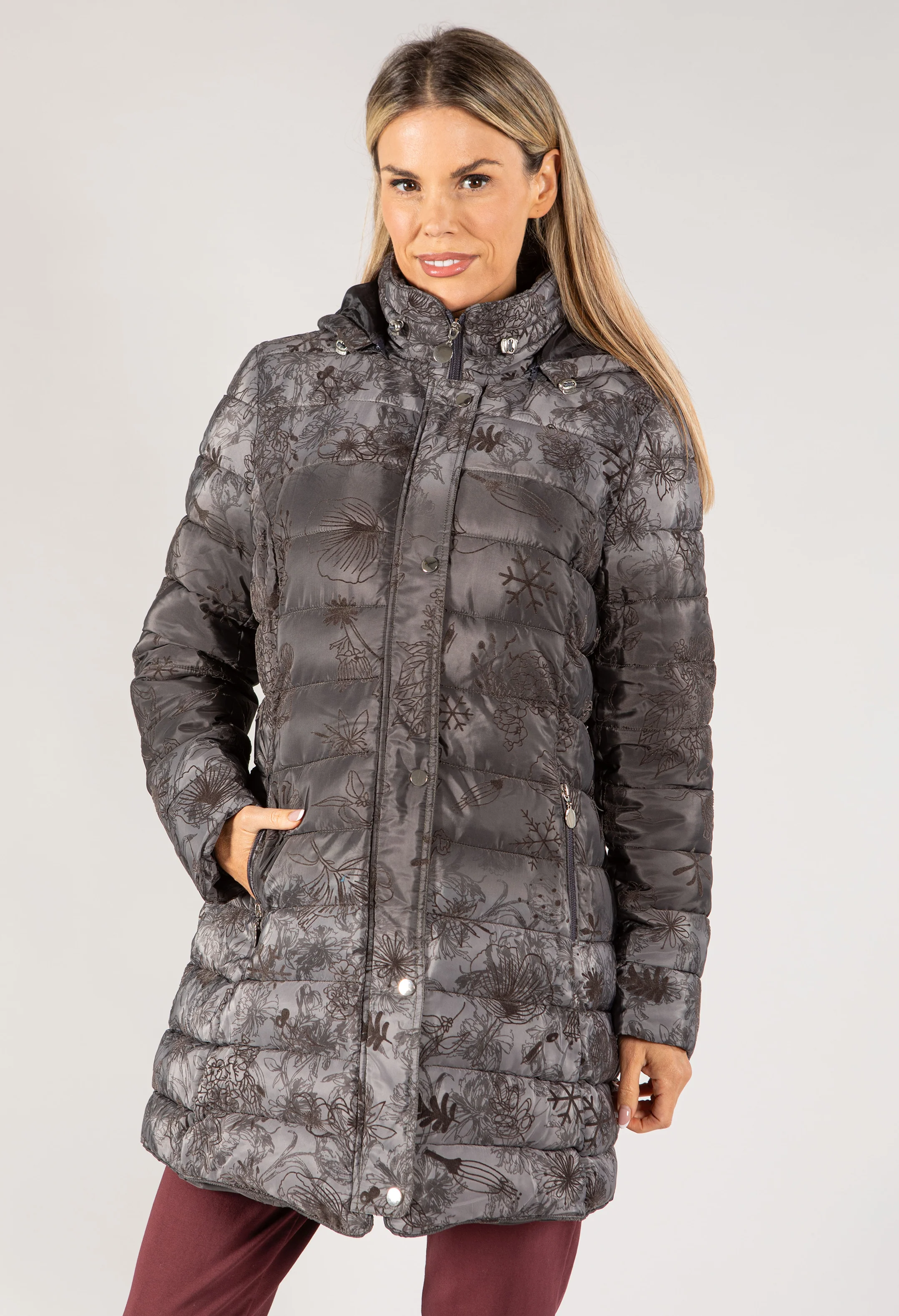 Floral Print Thermal Coat - Image 13
