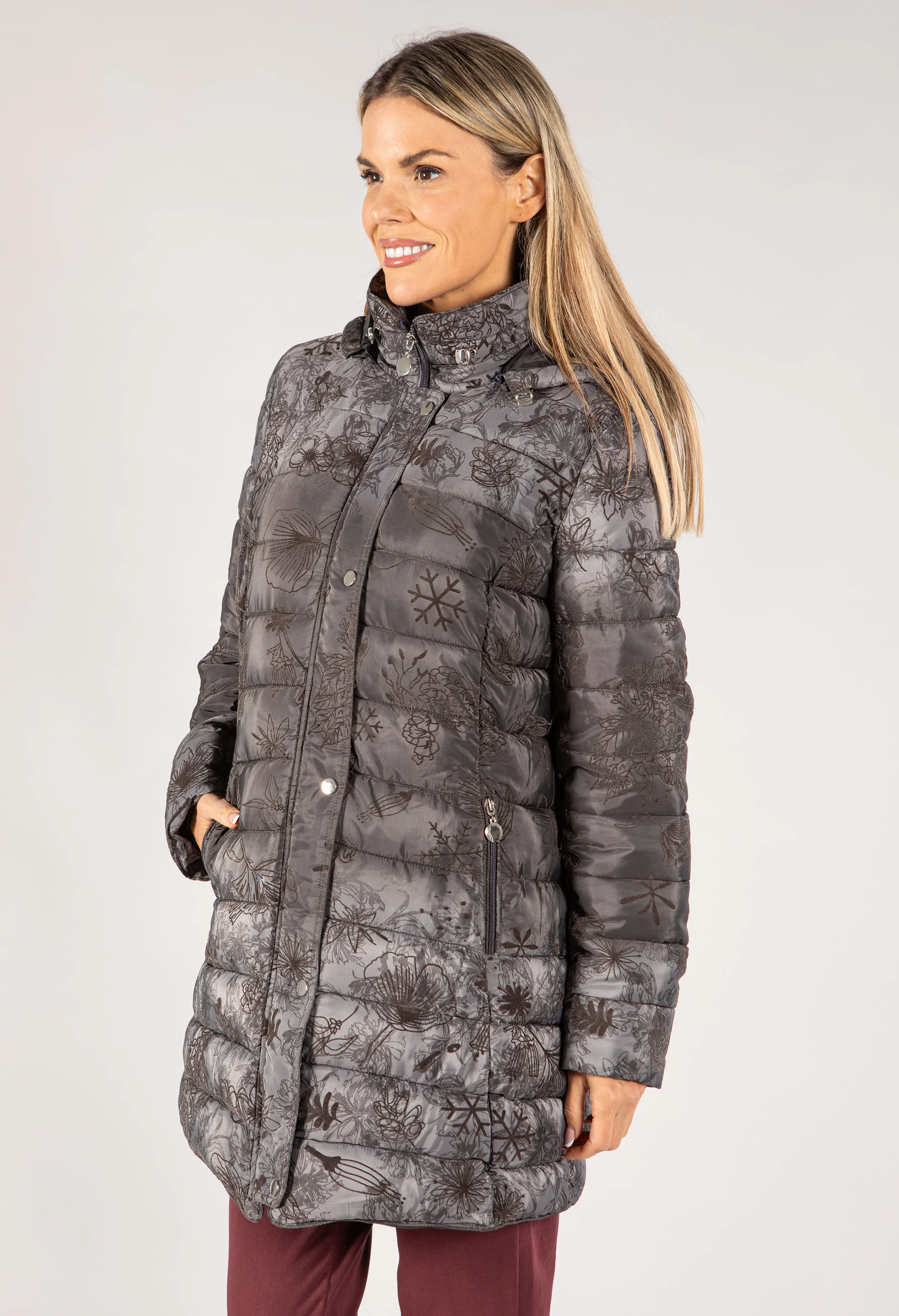 Floral Print Thermal Coat - Image 14