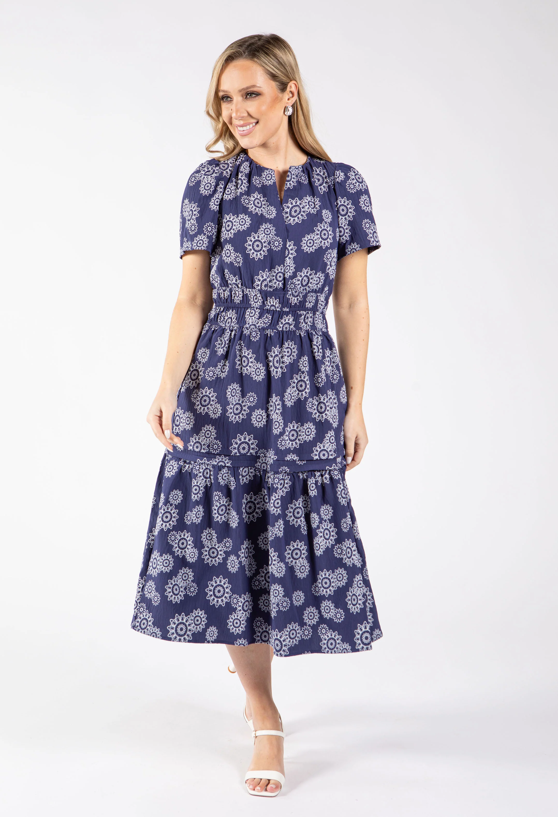 Floral Print Tiered Midi Dress - Image 2