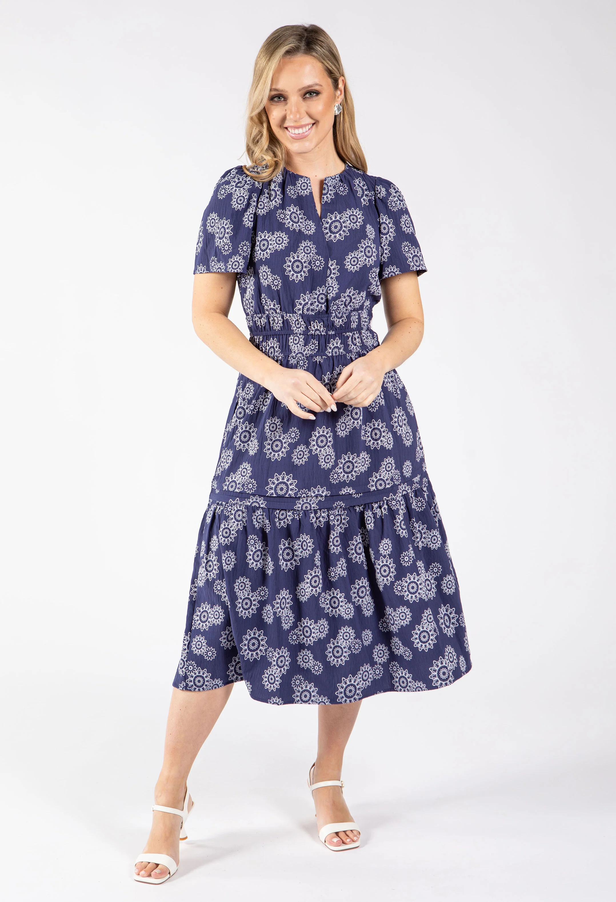 Floral Print Tiered Midi Dress - Image 3