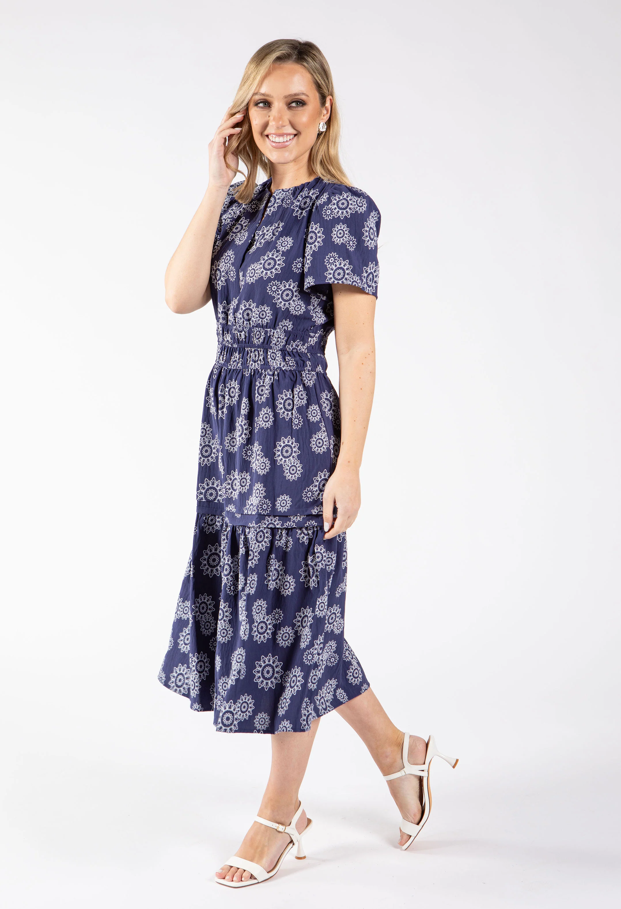 Floral Print Tiered Midi Dress - Image 4