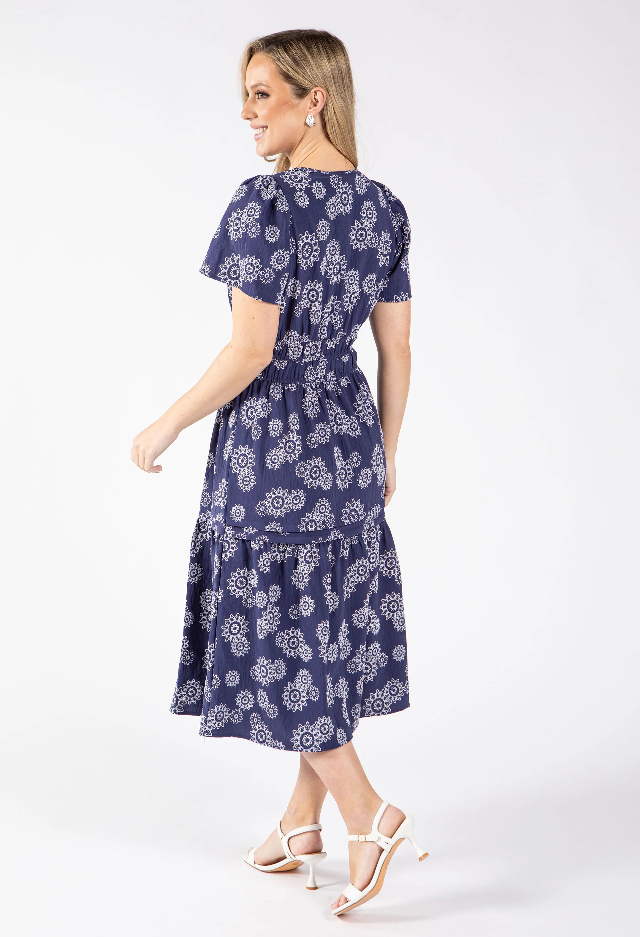 Floral Print Tiered Midi Dress - Image 5