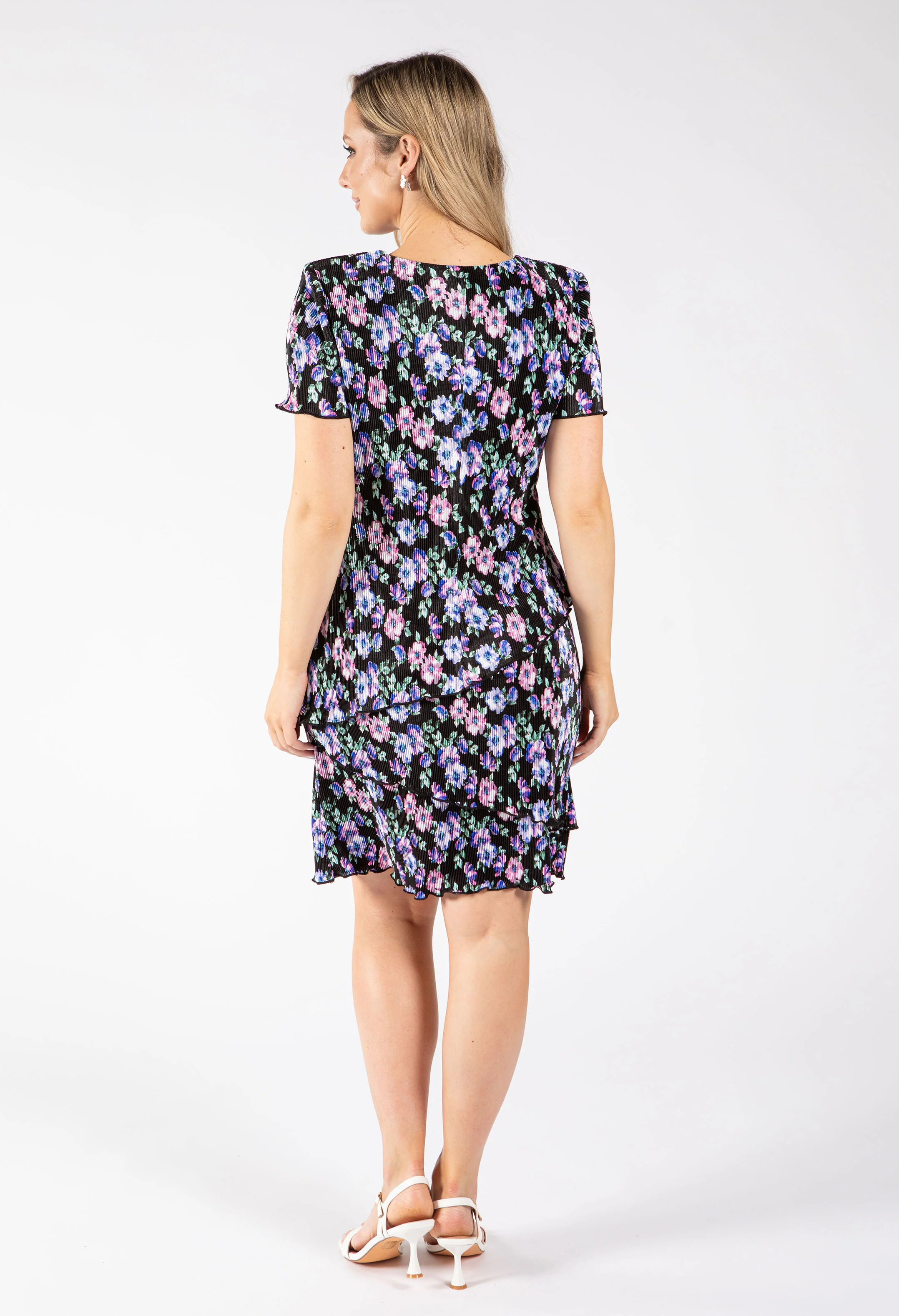 Floral Print Tiered Plisse Dress - Image 4