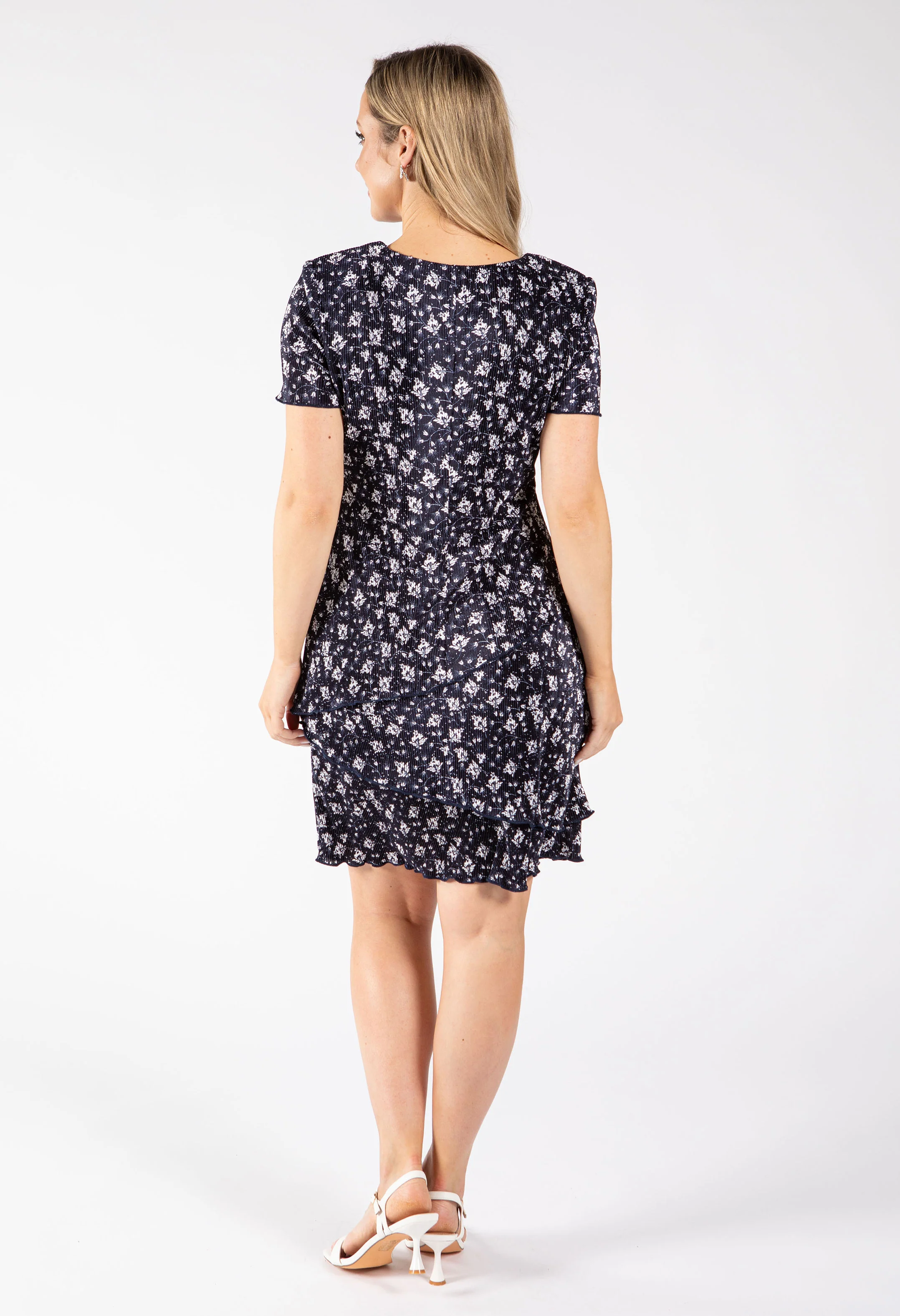 Floral Print Tiered Plisse Dress - Image 4