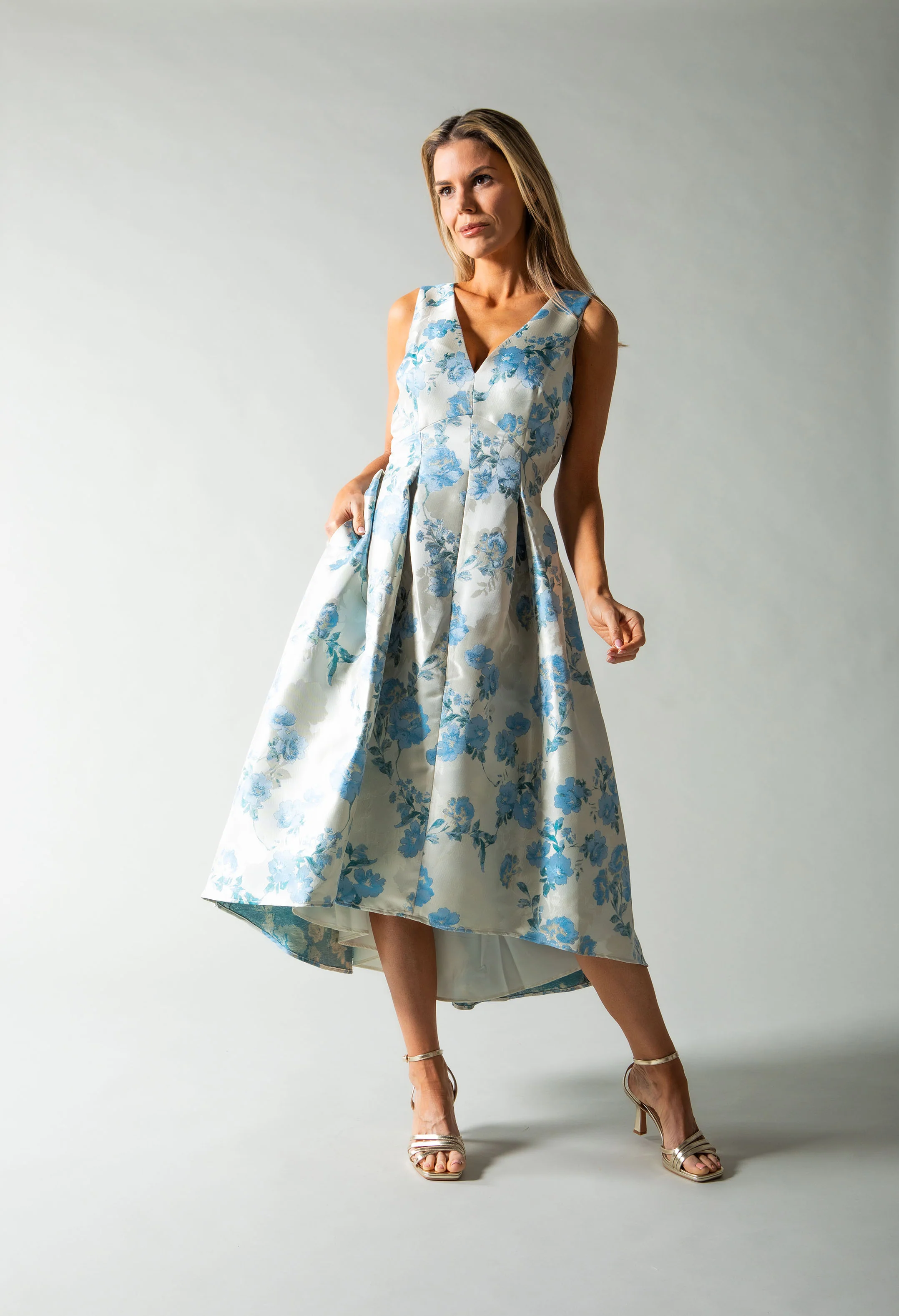 Floral V-Neck Midi Dress - Image 2