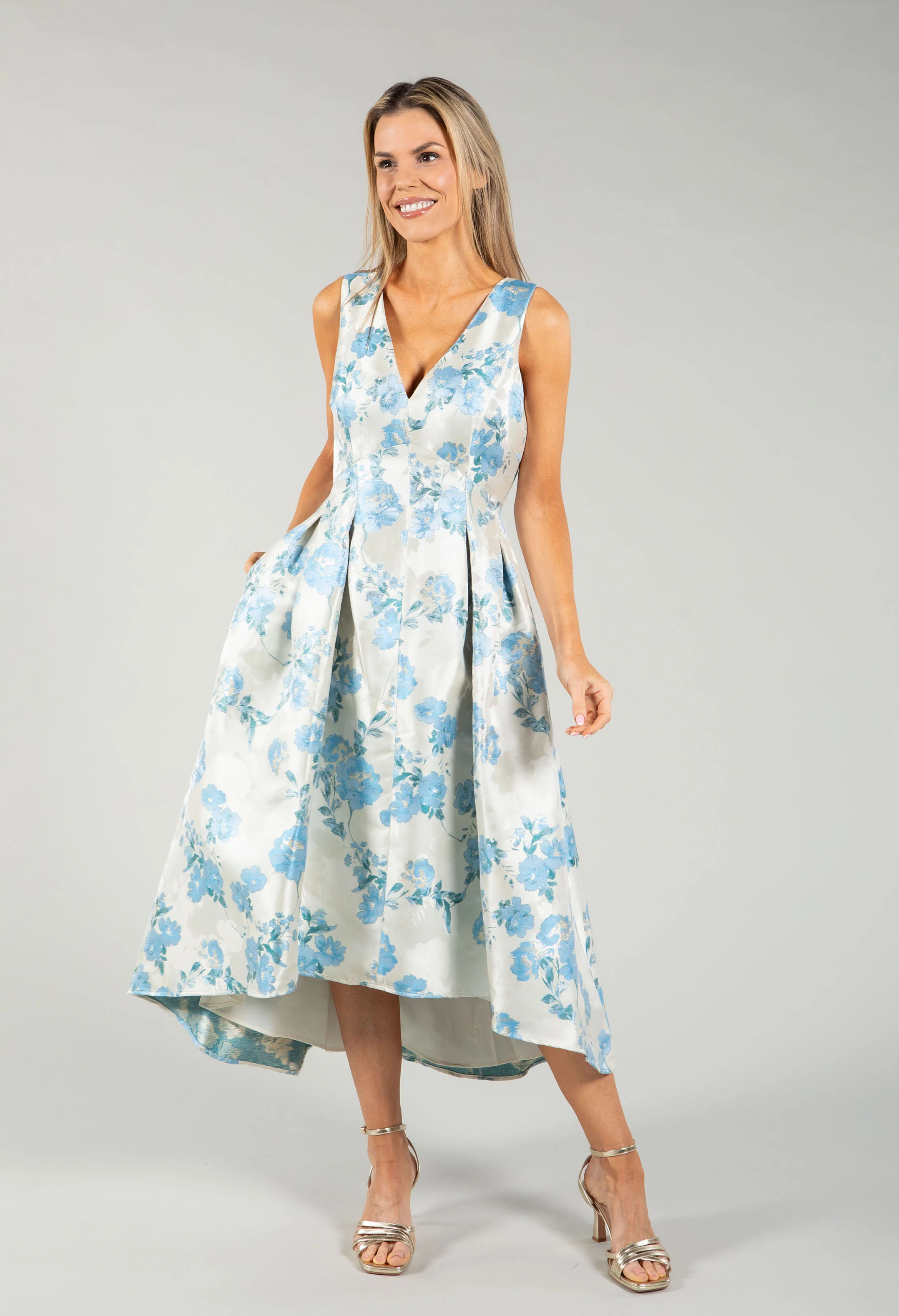 Floral V-Neck Midi Dress - Image 4