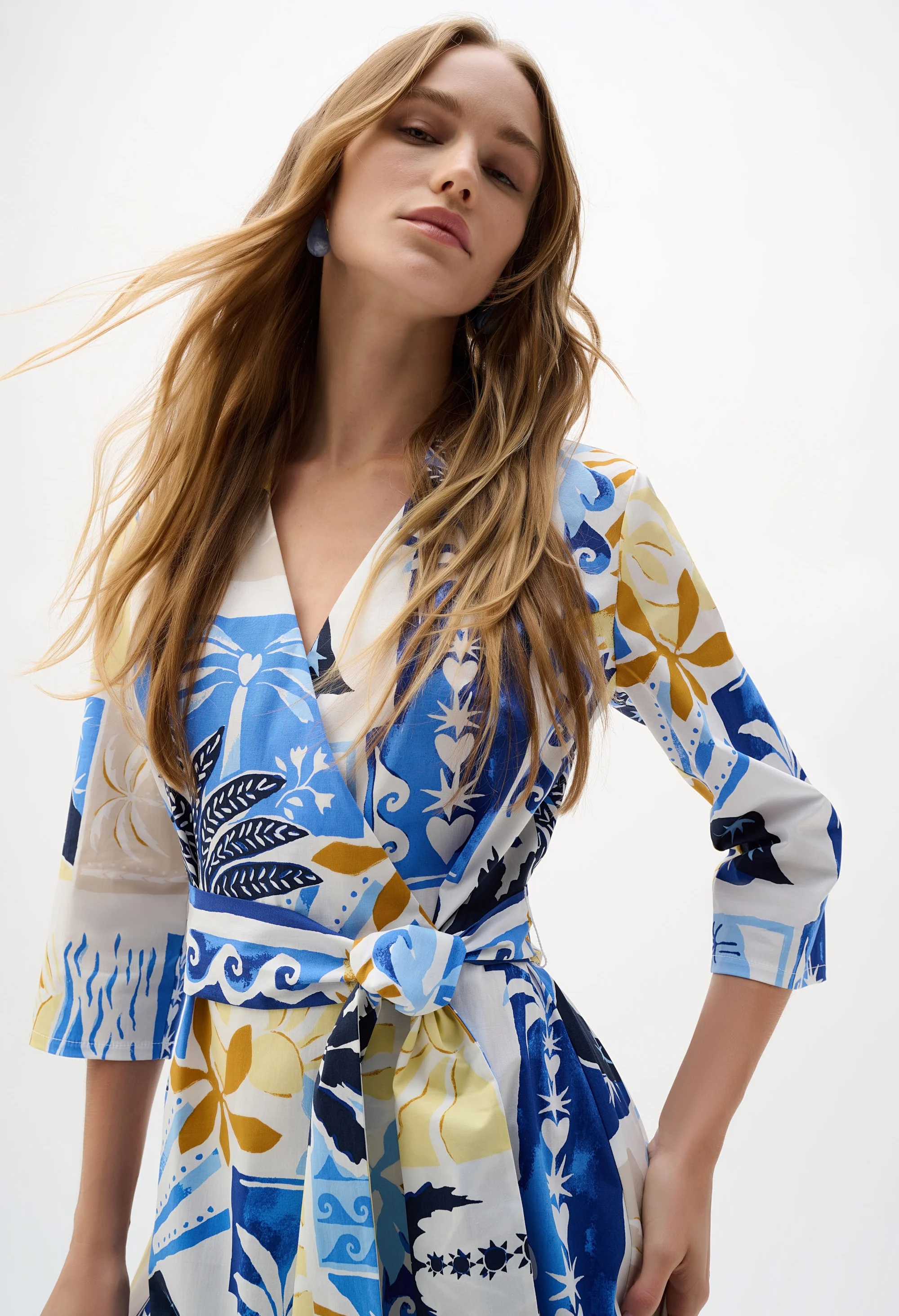 Floral V-neck Wrap Dress - Image 4