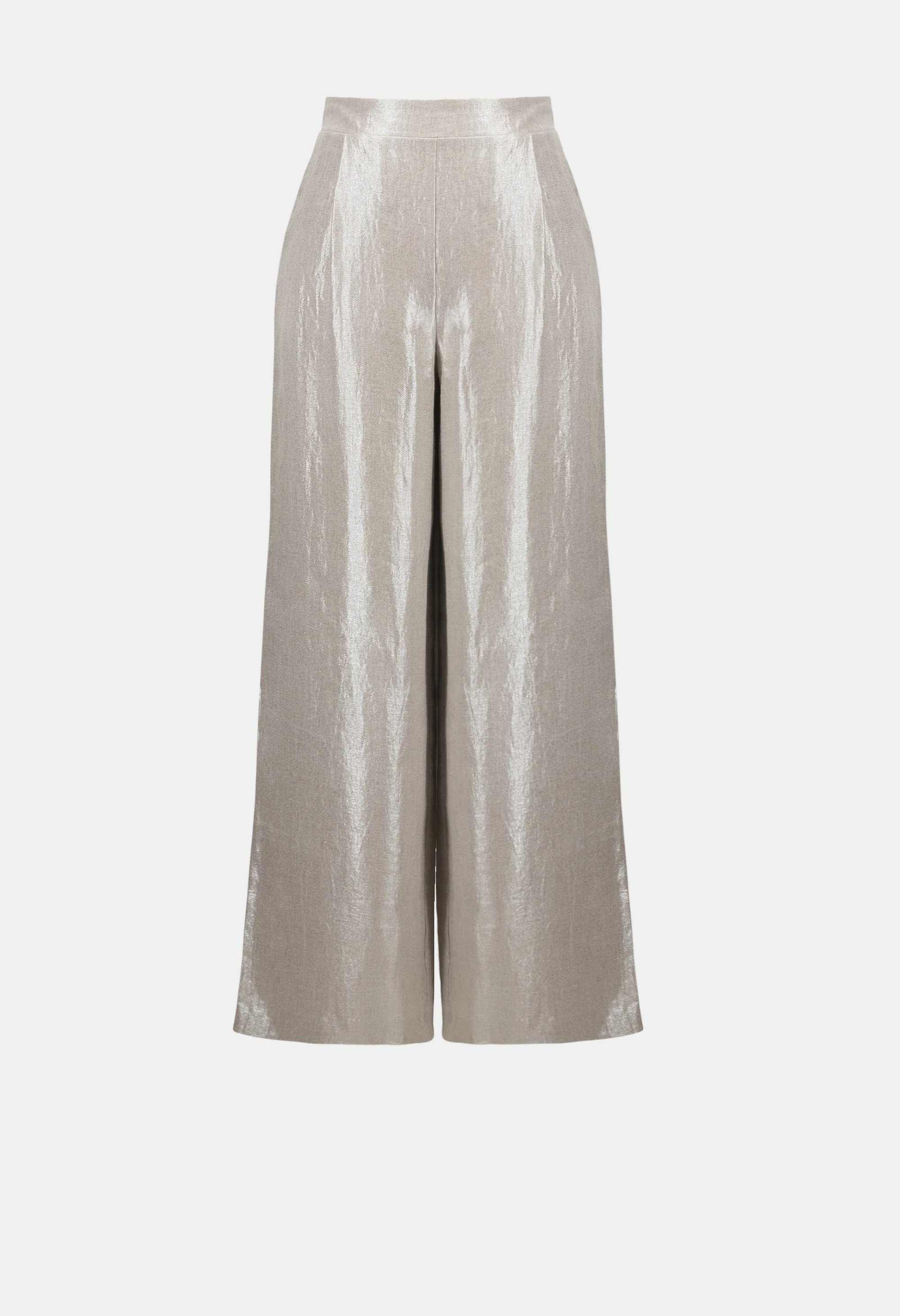 Foiled Linen Pull-on Wide Leg Trousers - Image 6