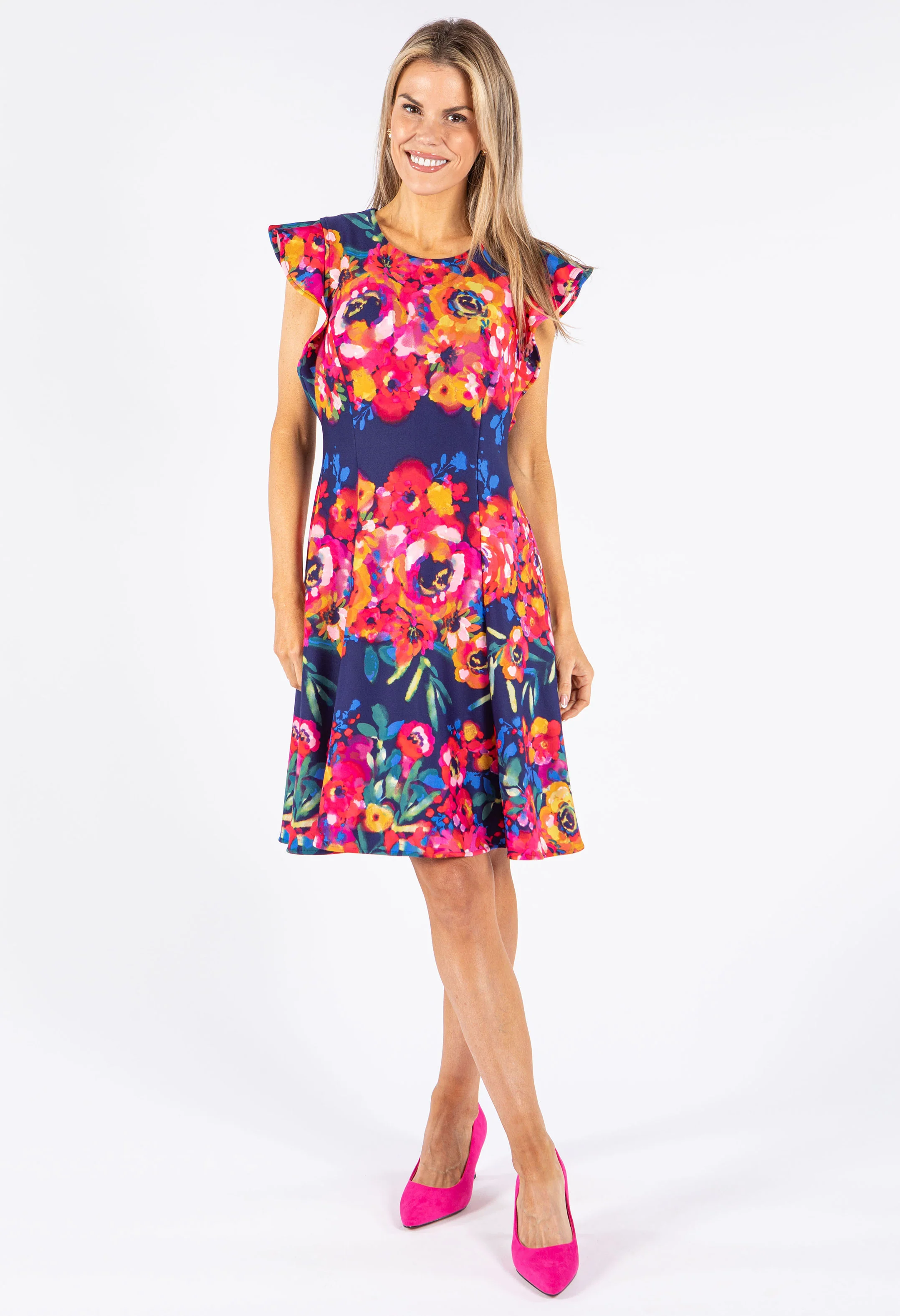 Frill Sleeve Floral Midi Dress - Image 2