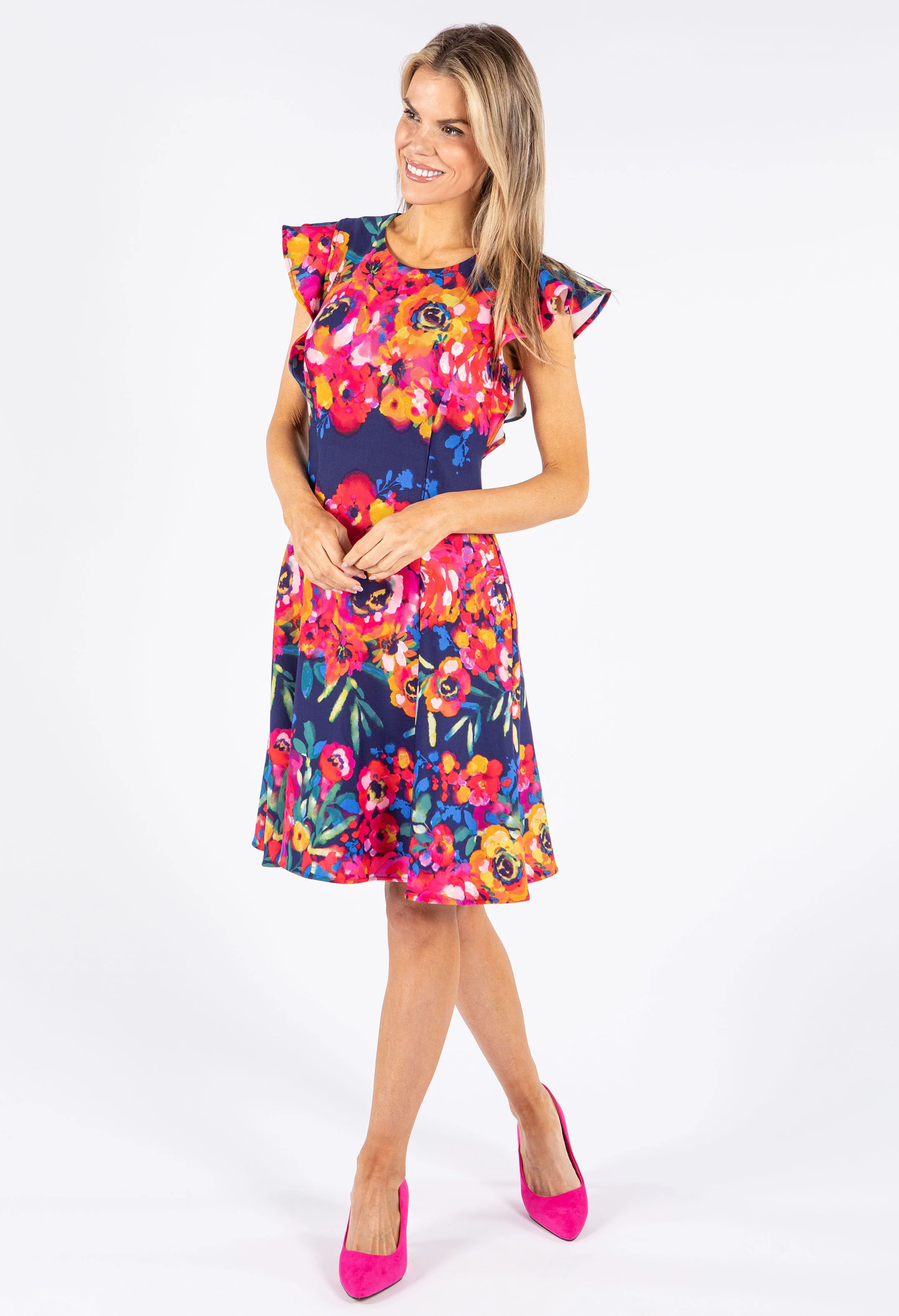 Frill Sleeve Floral Midi Dress - Image 3