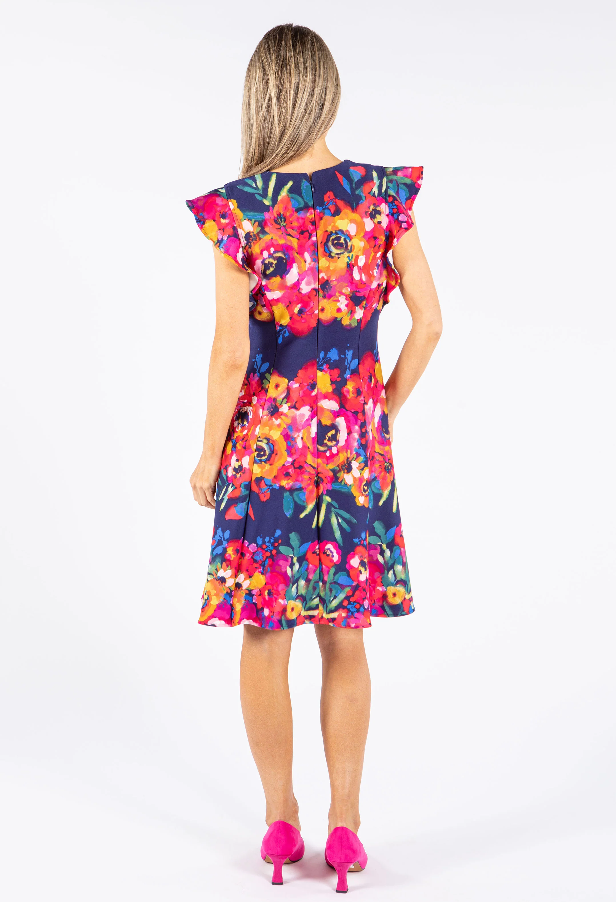Frill Sleeve Floral Midi Dress - Image 4