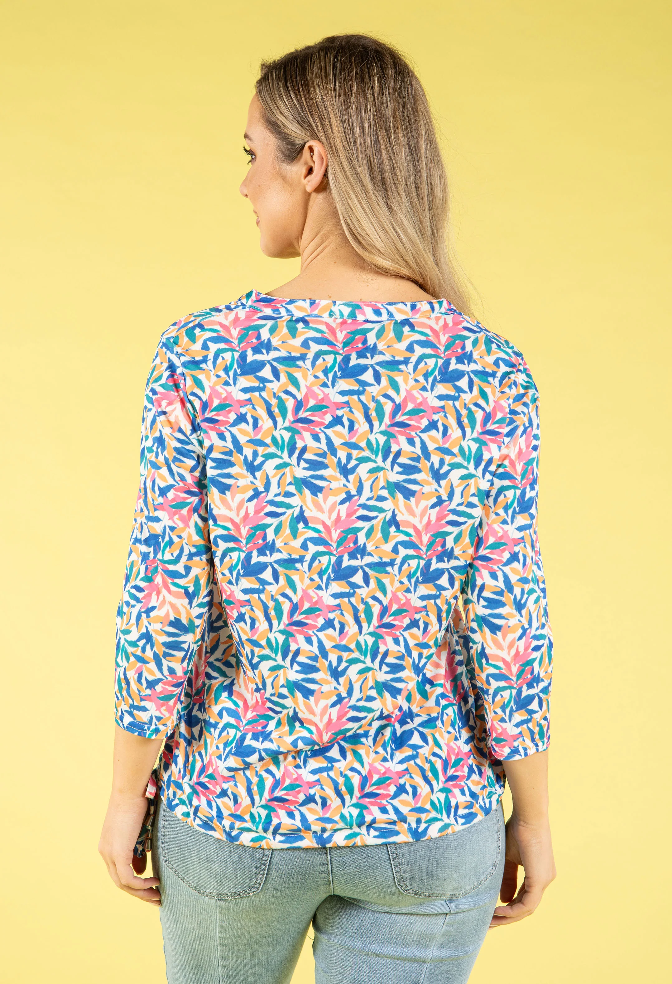 Front Pocket Leaf Print Top - Image 4