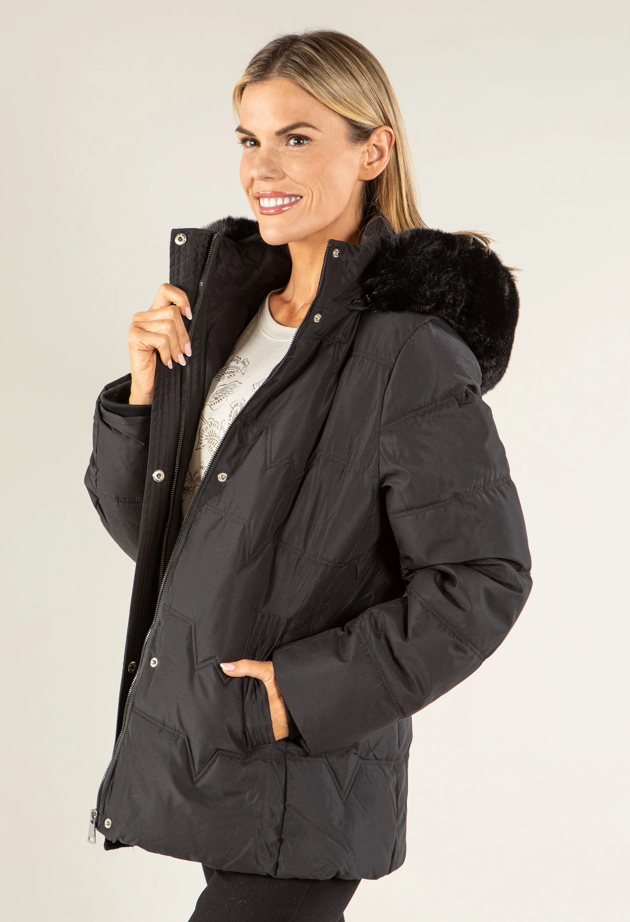 Fur Lined Hooded Coat - Image 3