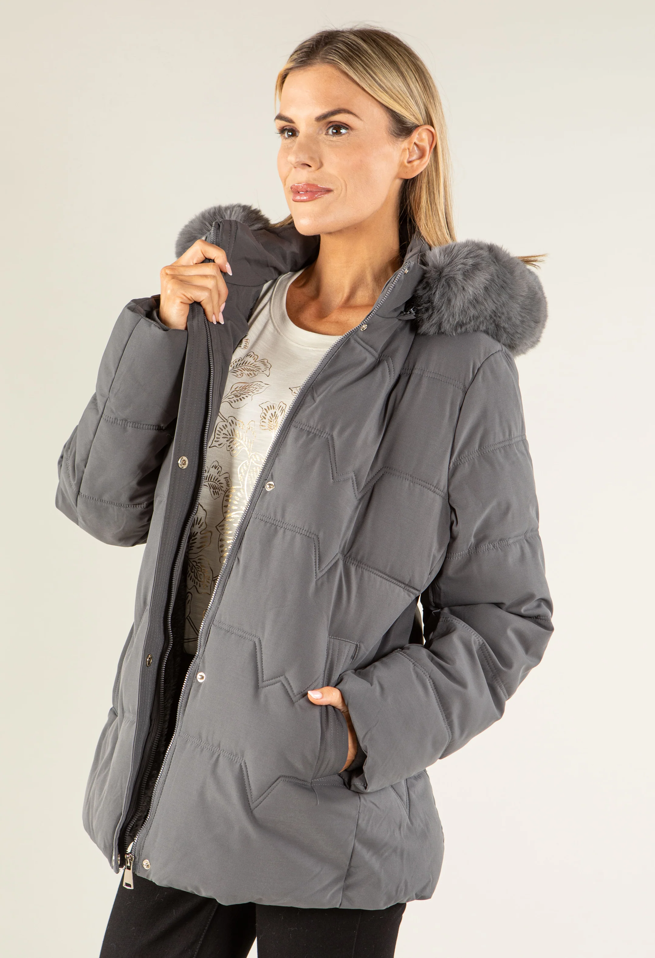 Fur Lined Hooded Coat - Image 6