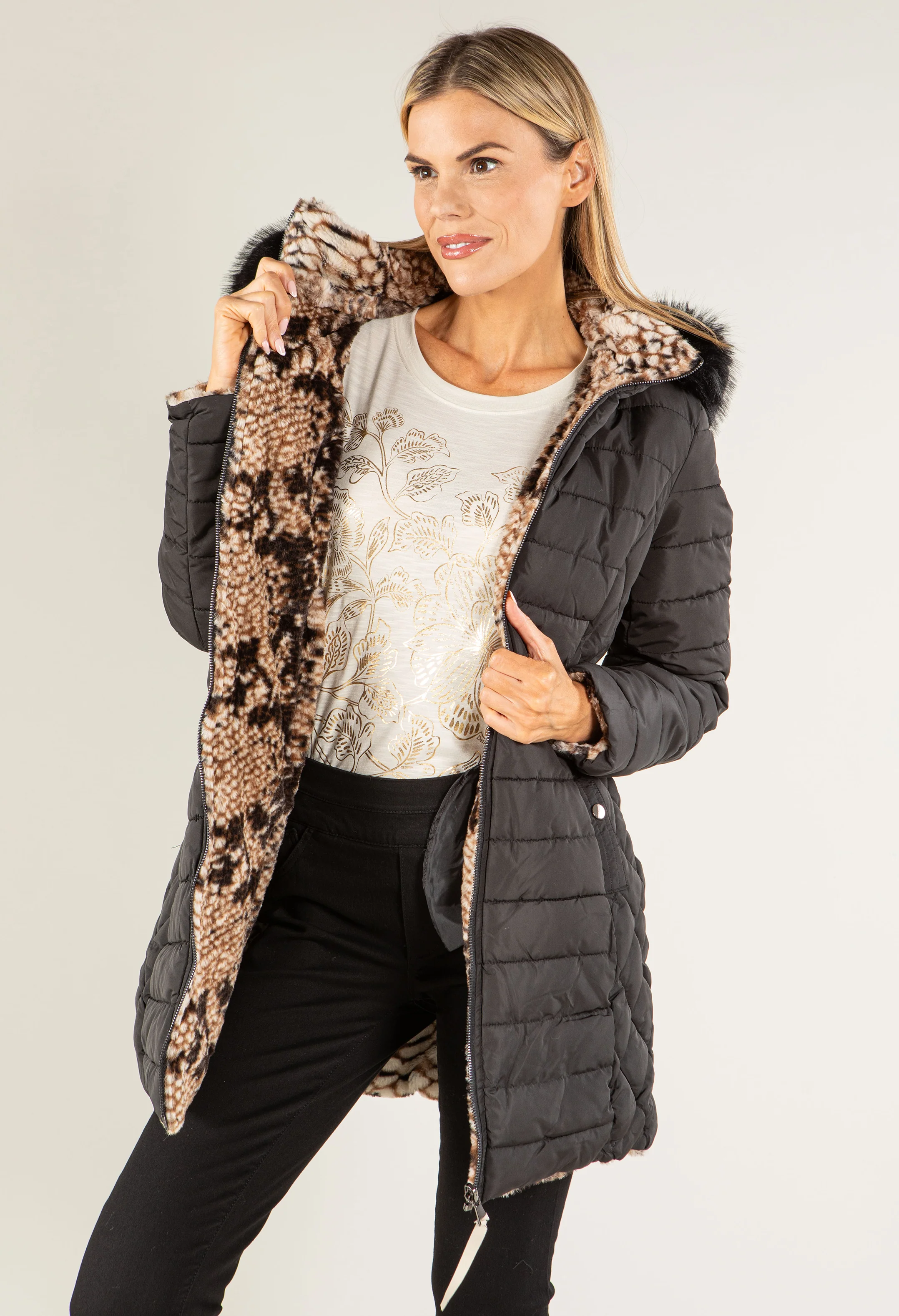 Fur Lined Reversible Padded Coat - Image 10