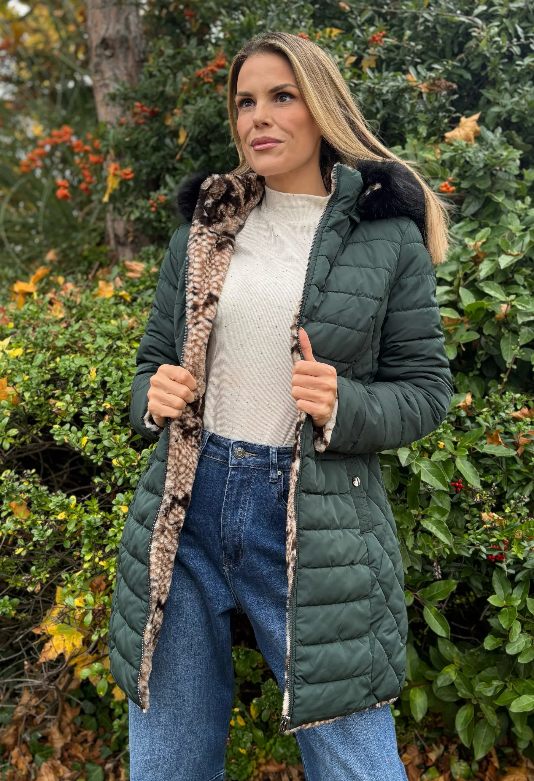 Fur Lined Reversible Padded Coat - Image 12