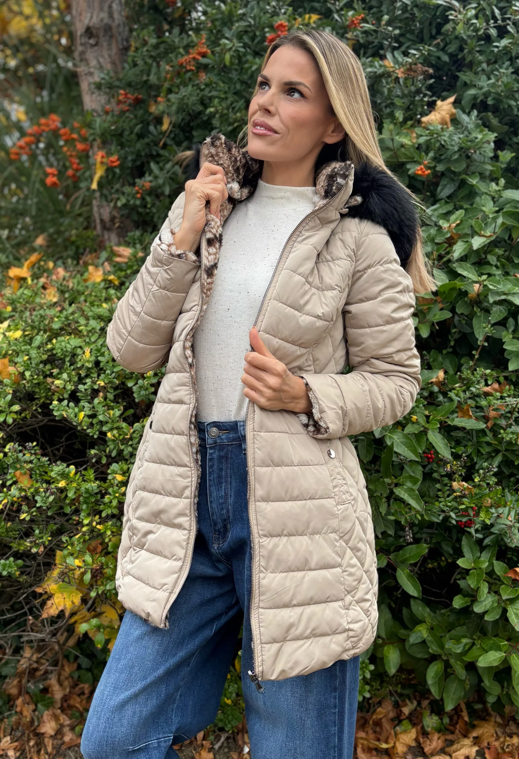 Fur Lined Reversible Padded Coat - Image 2