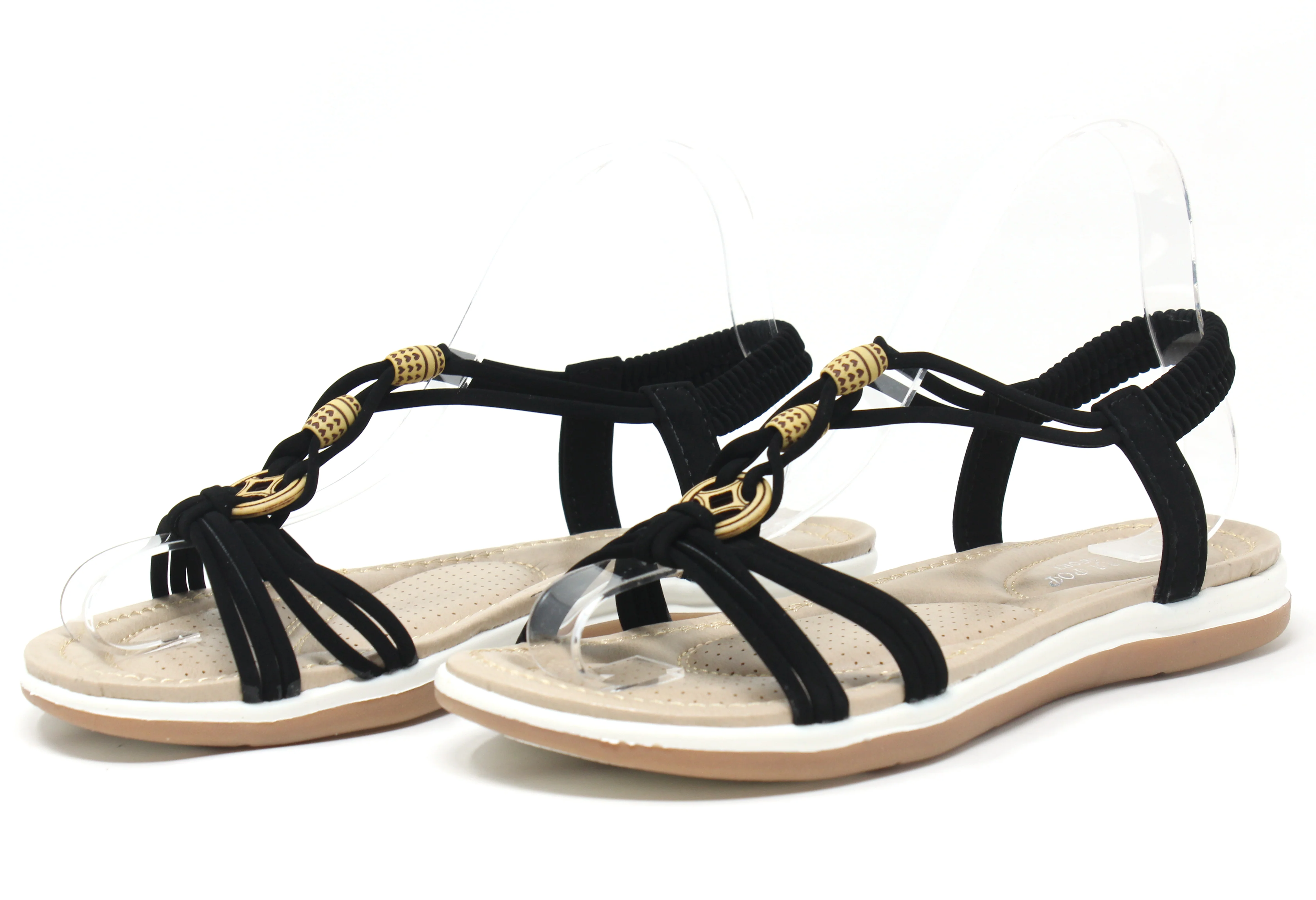Wooden Look Beaded Sandal - Image 3