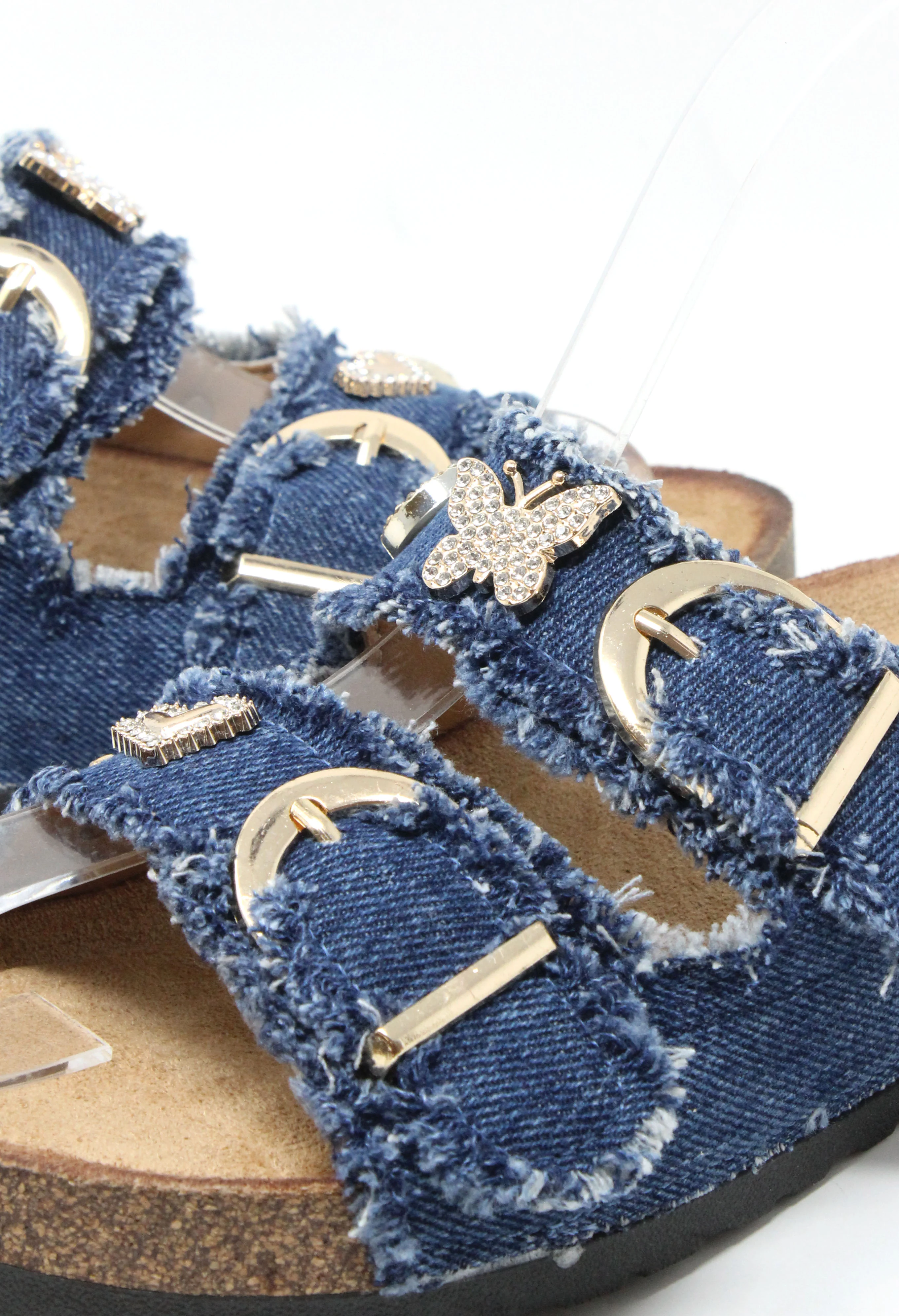 Gem Studded Denim Sandals - Image 10