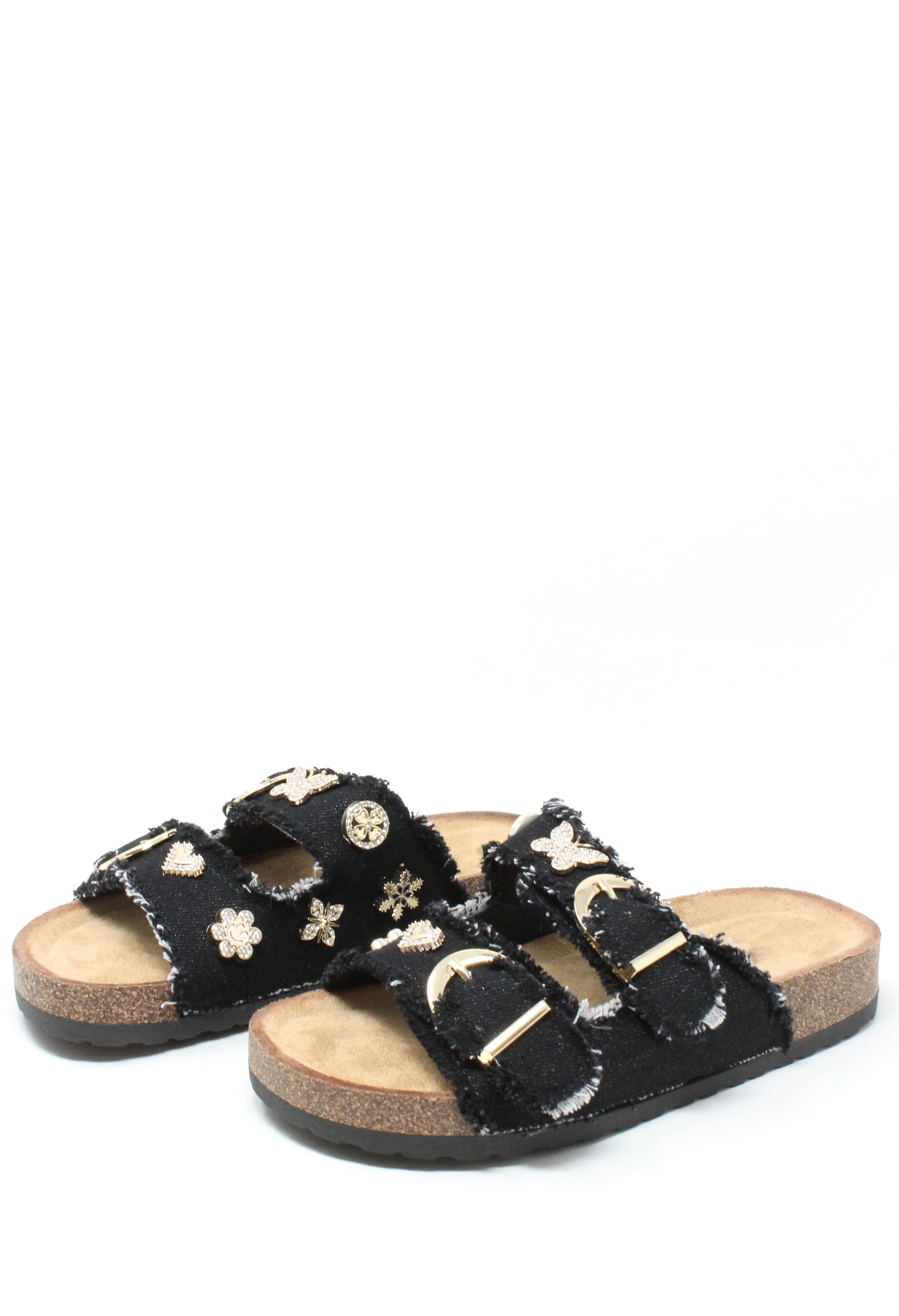 Gem Studded Denim Sandals - Image 4