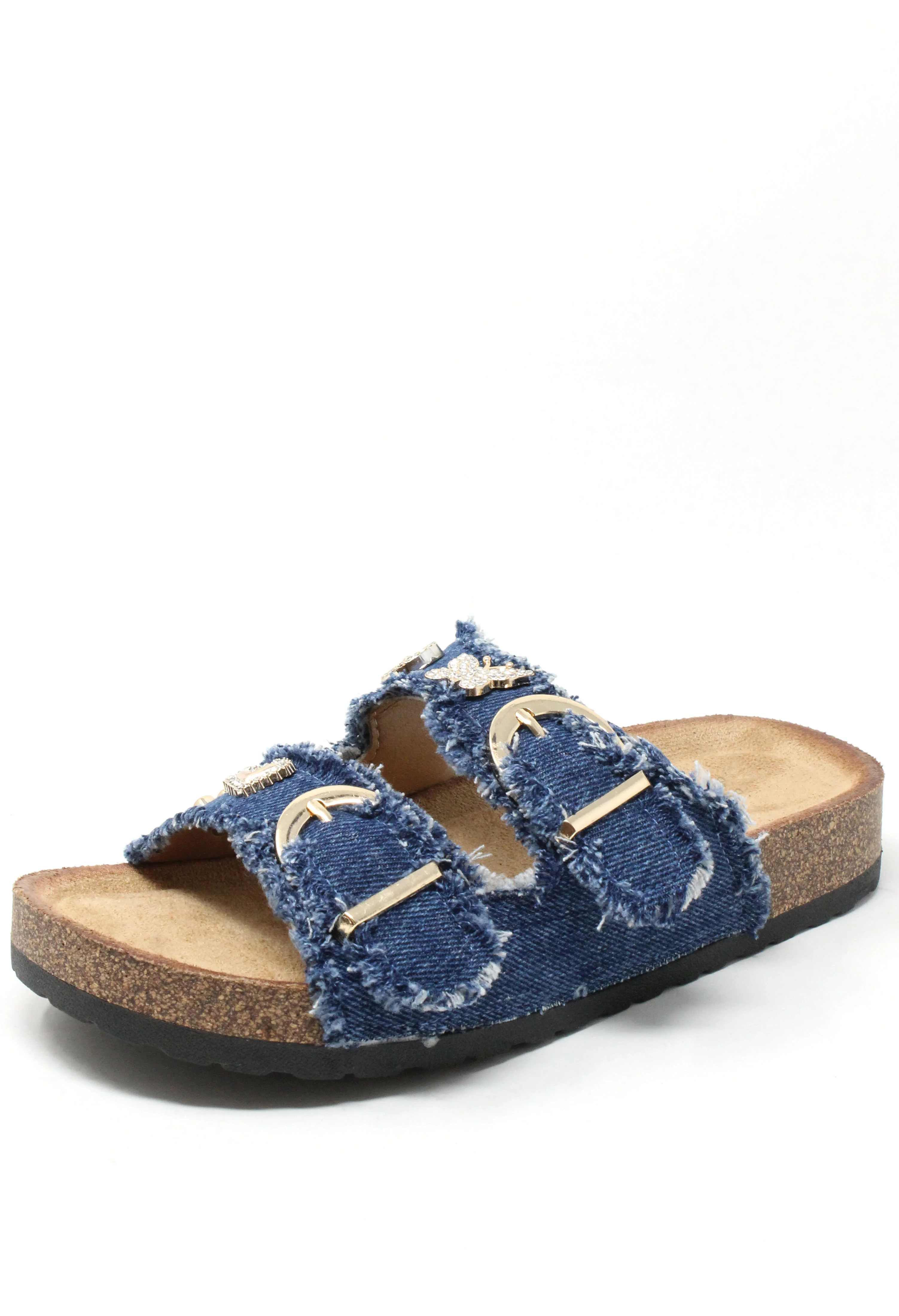Gem Studded Denim Sandals - Image 8