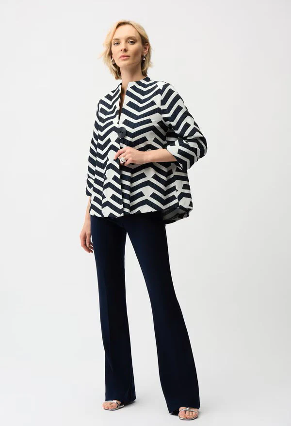 Geometric Collared Casual Jacket - Image 2