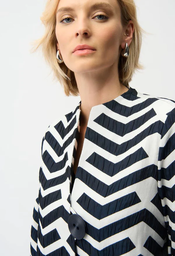 Geometric Collared Casual Jacket - Image 4