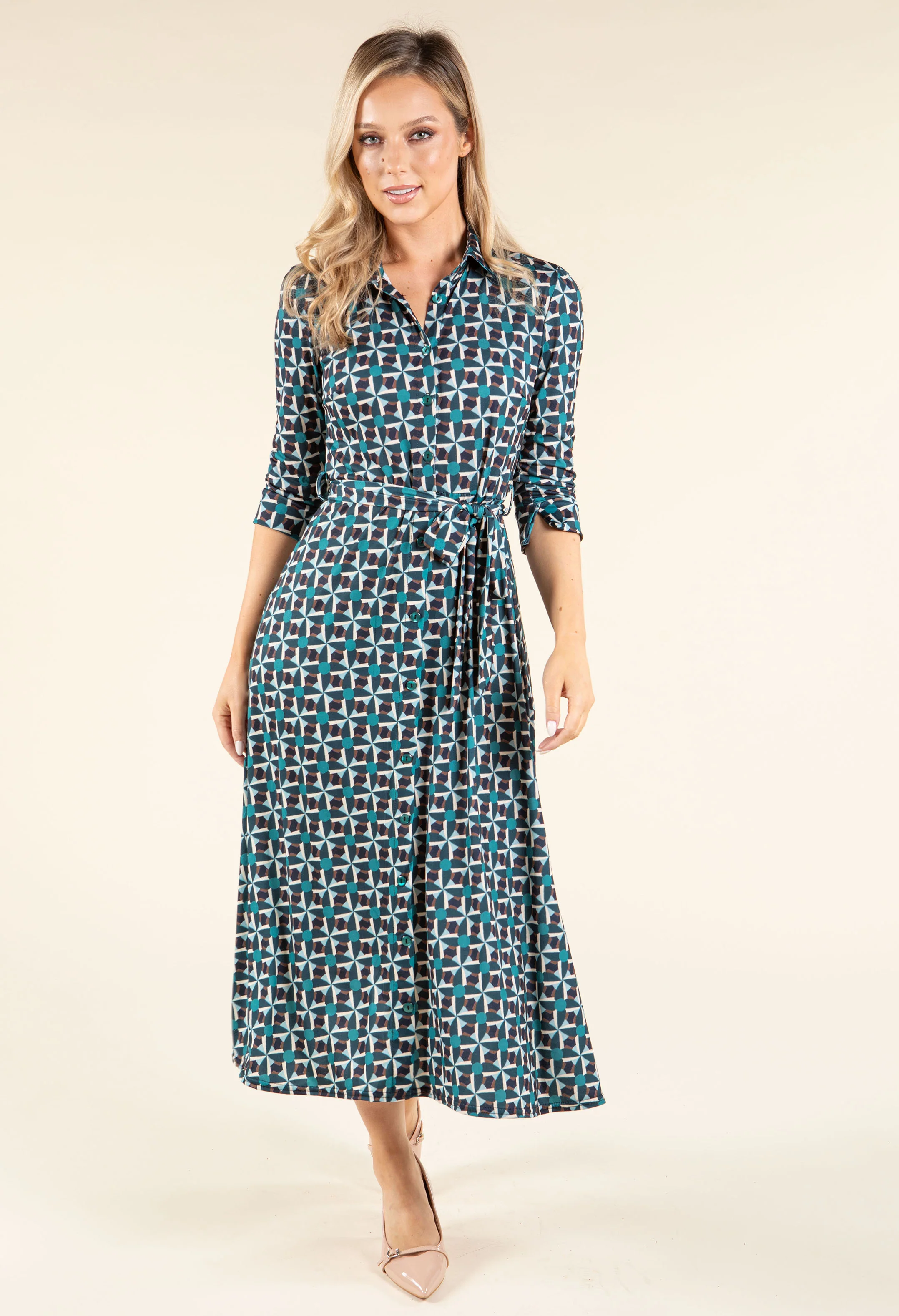 Geometric Print Shirt Dress - Image 2