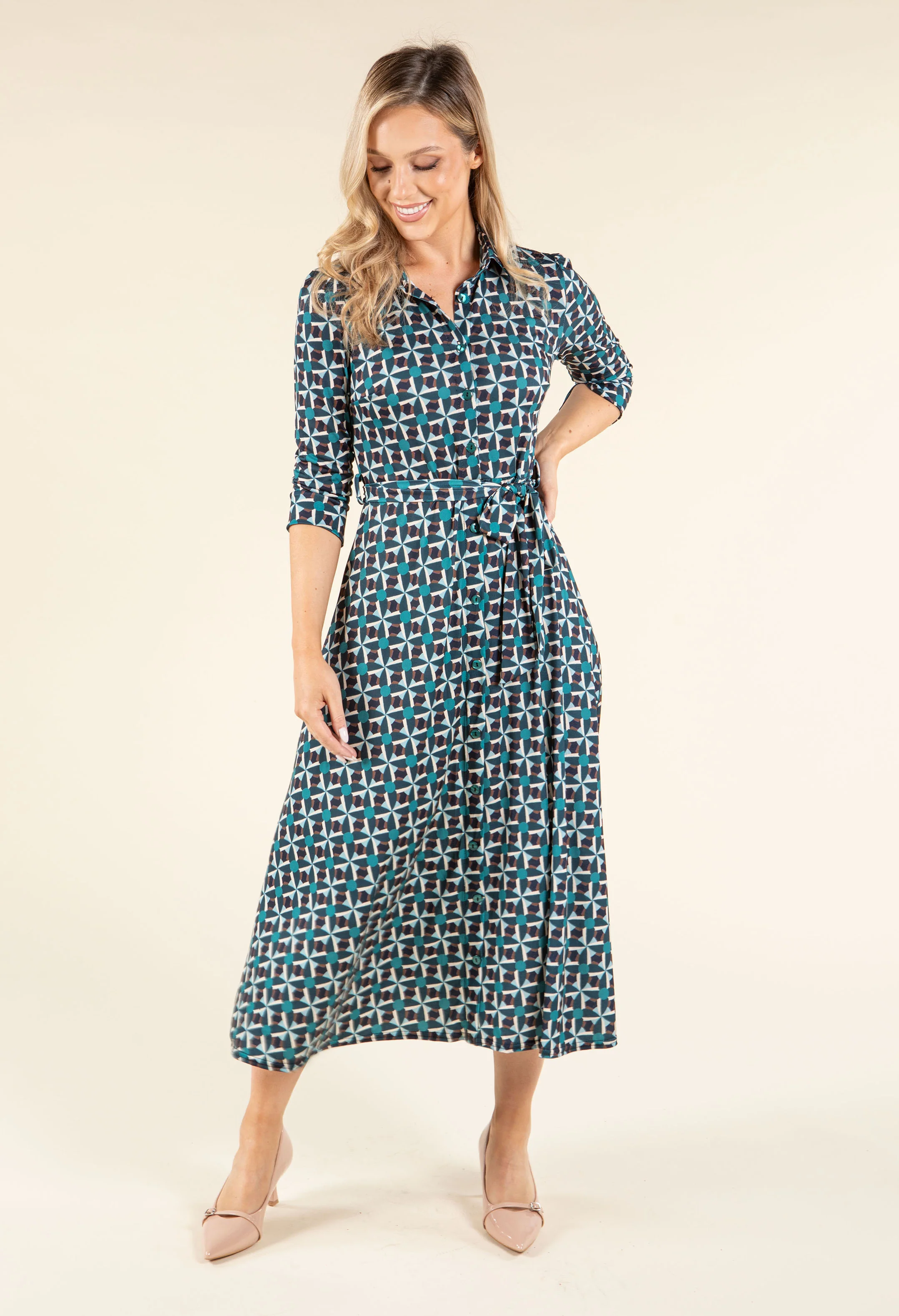 Geometric Print Shirt Dress - Image 3