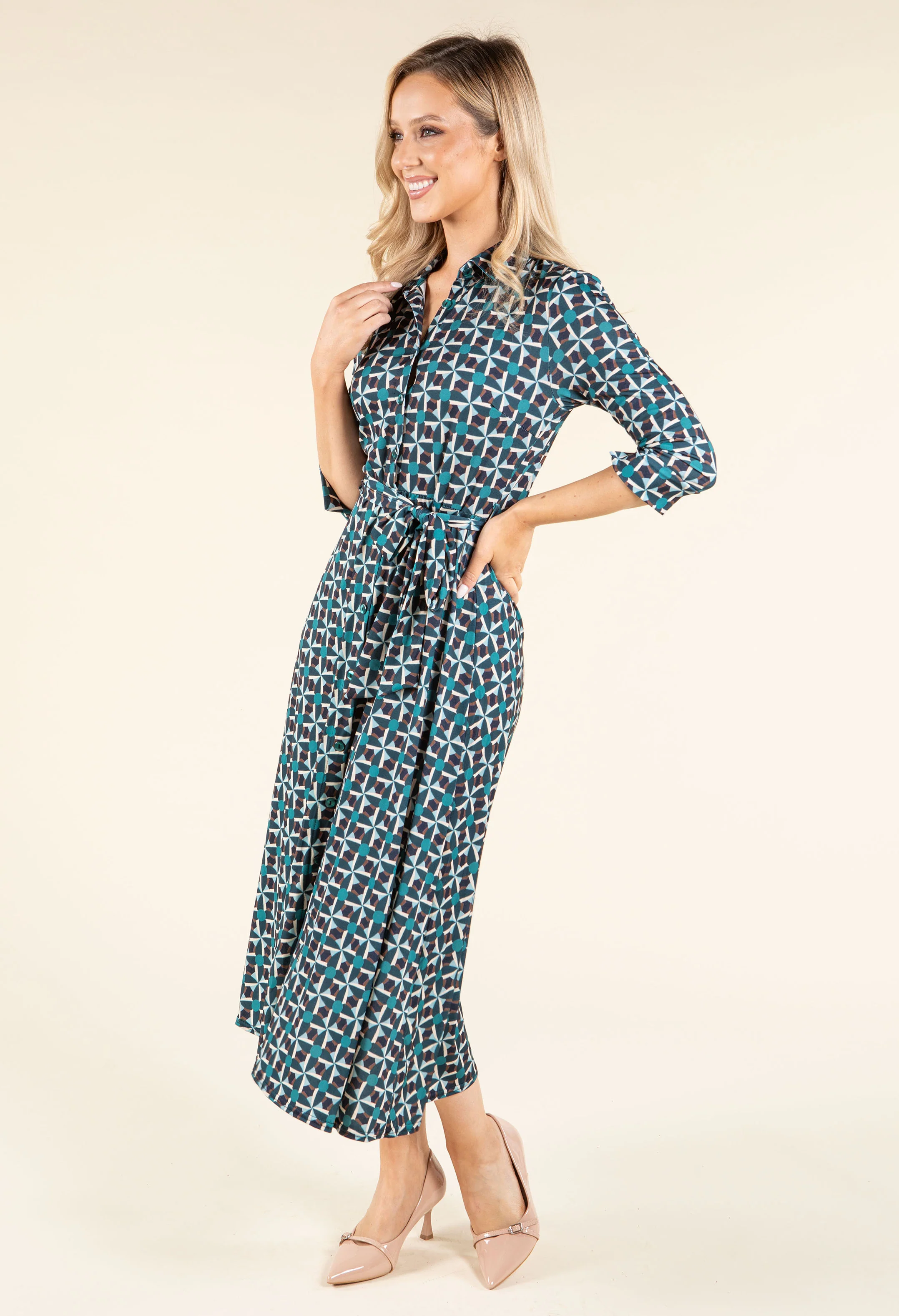 Geometric Print Shirt Dress - Image 5