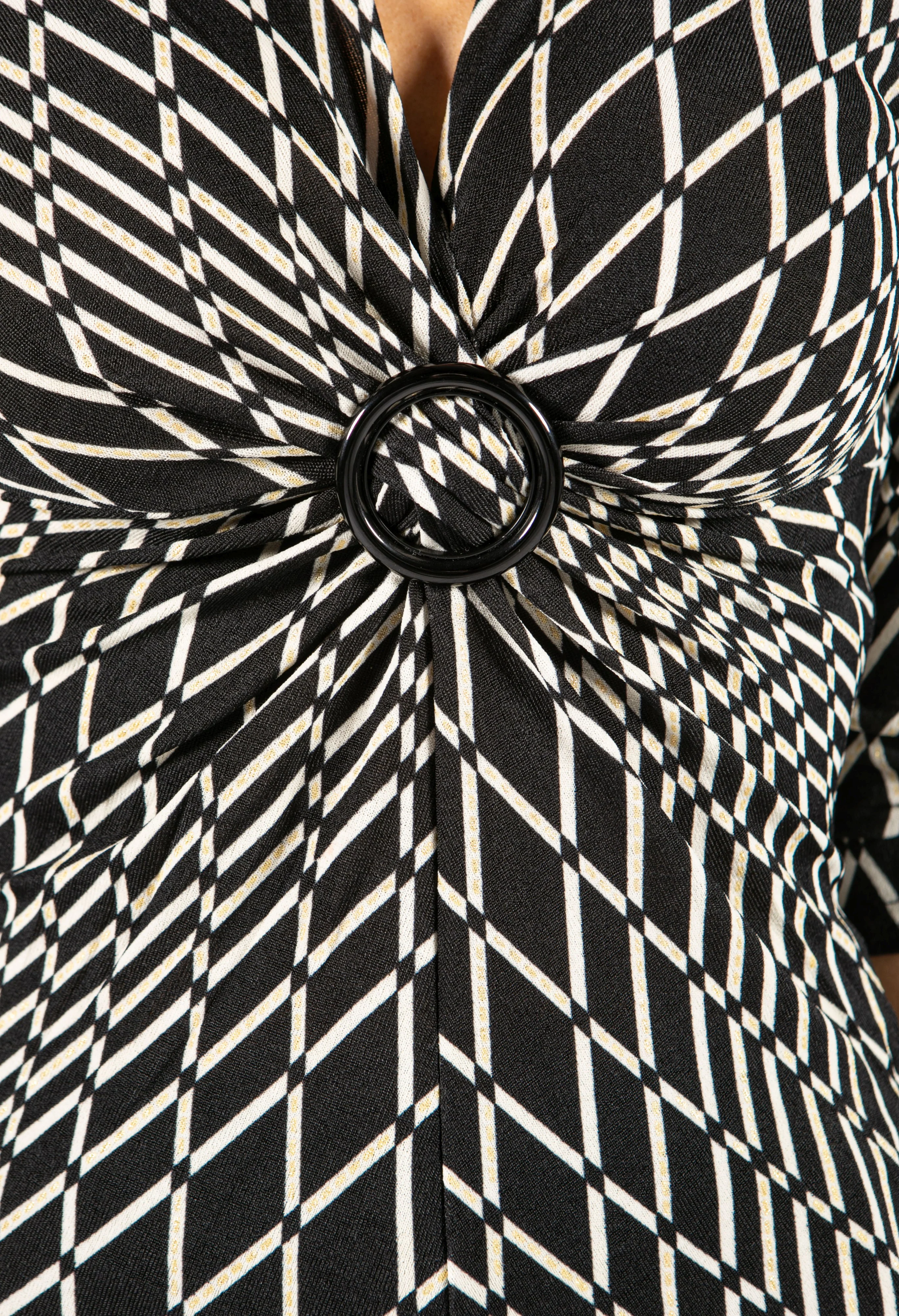Geometric Print V Neckline Top - Image 4