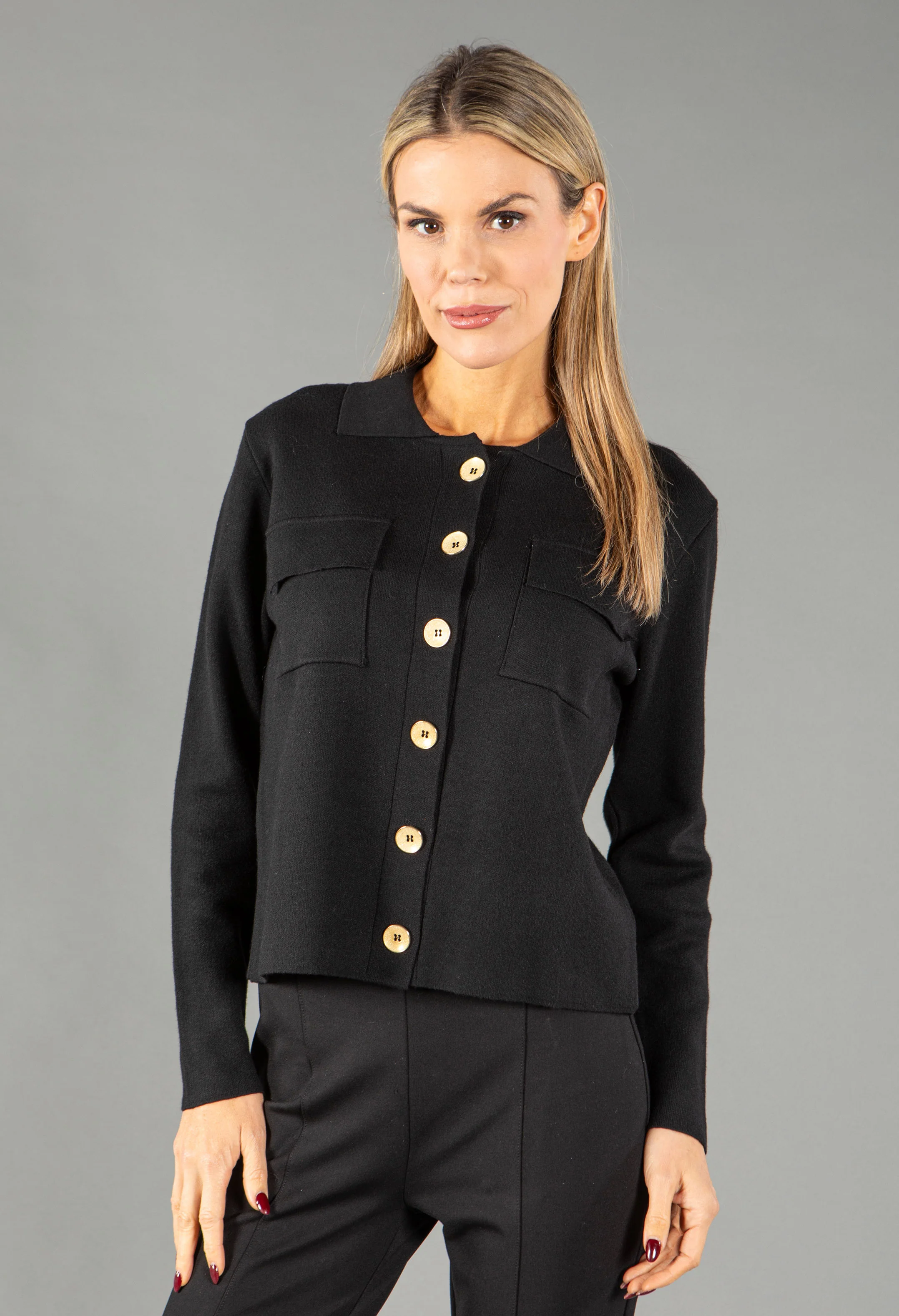 Gold Button Detail Fine Knit Cardigan - Image 3