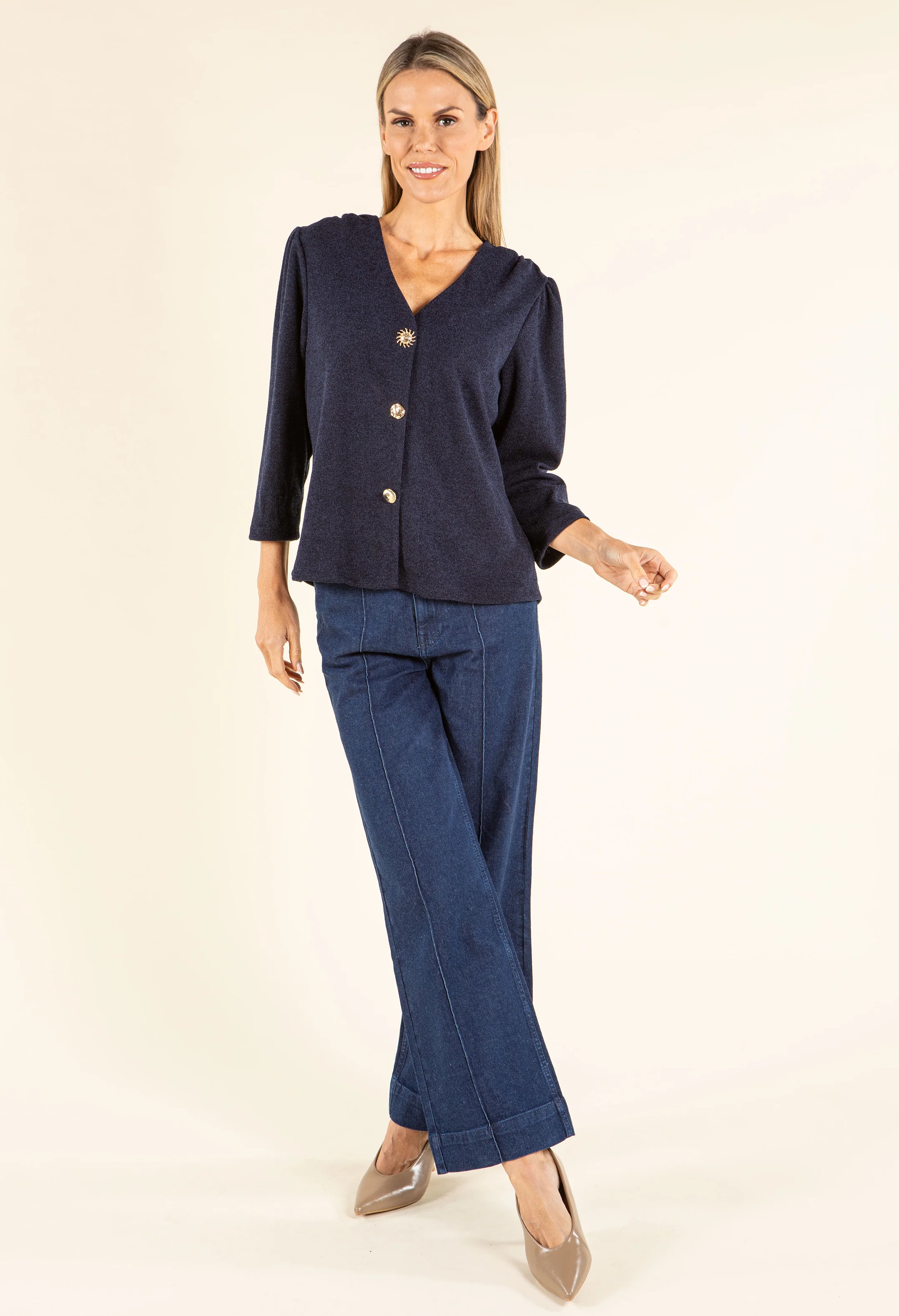 Gold Button Knit Cardigan