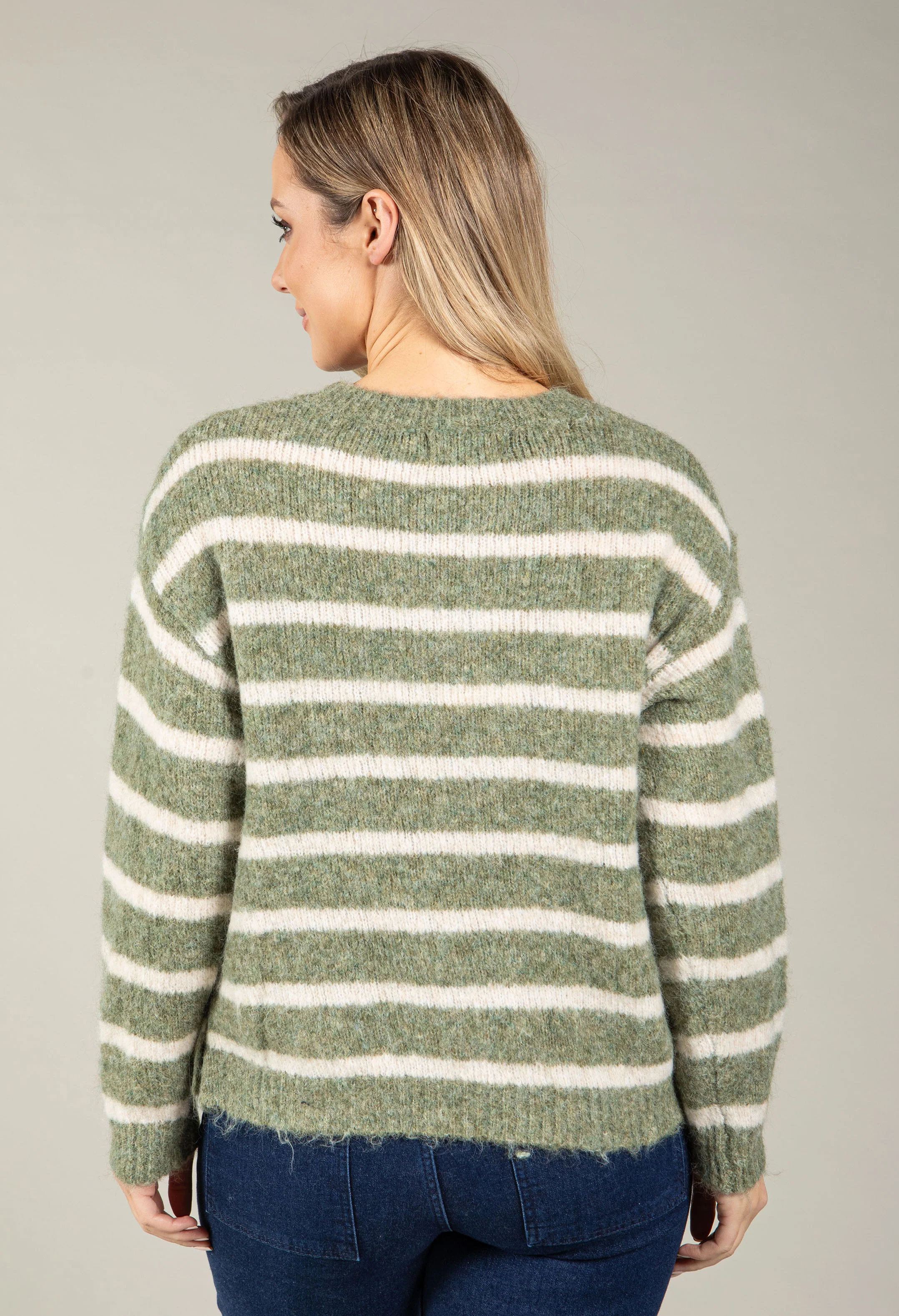 Gold Button Striped Knit Jumper - Image 8
