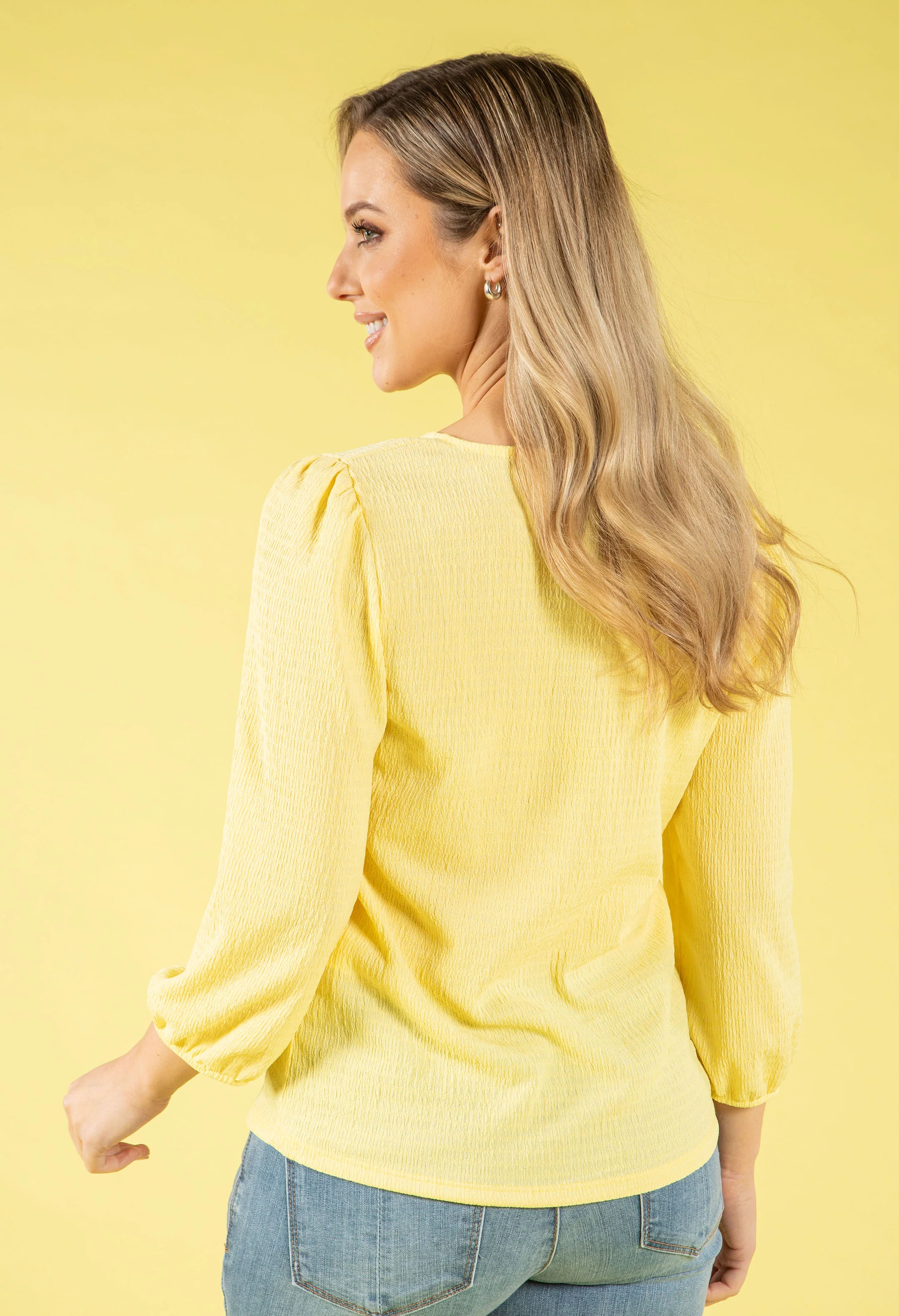 Gold Button Textured Touch Top - Image 13