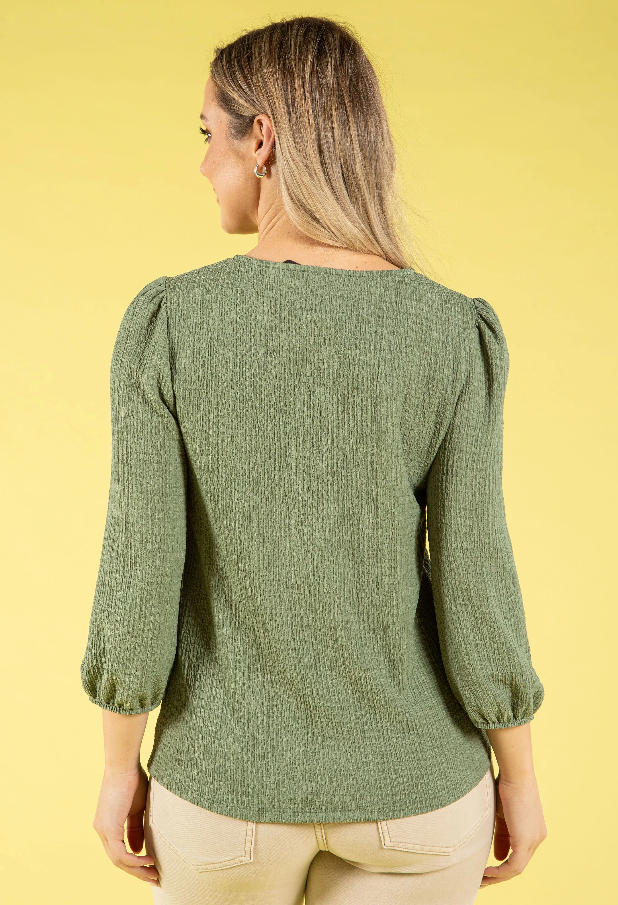 Gold Button Textured Touch Top - Image 5